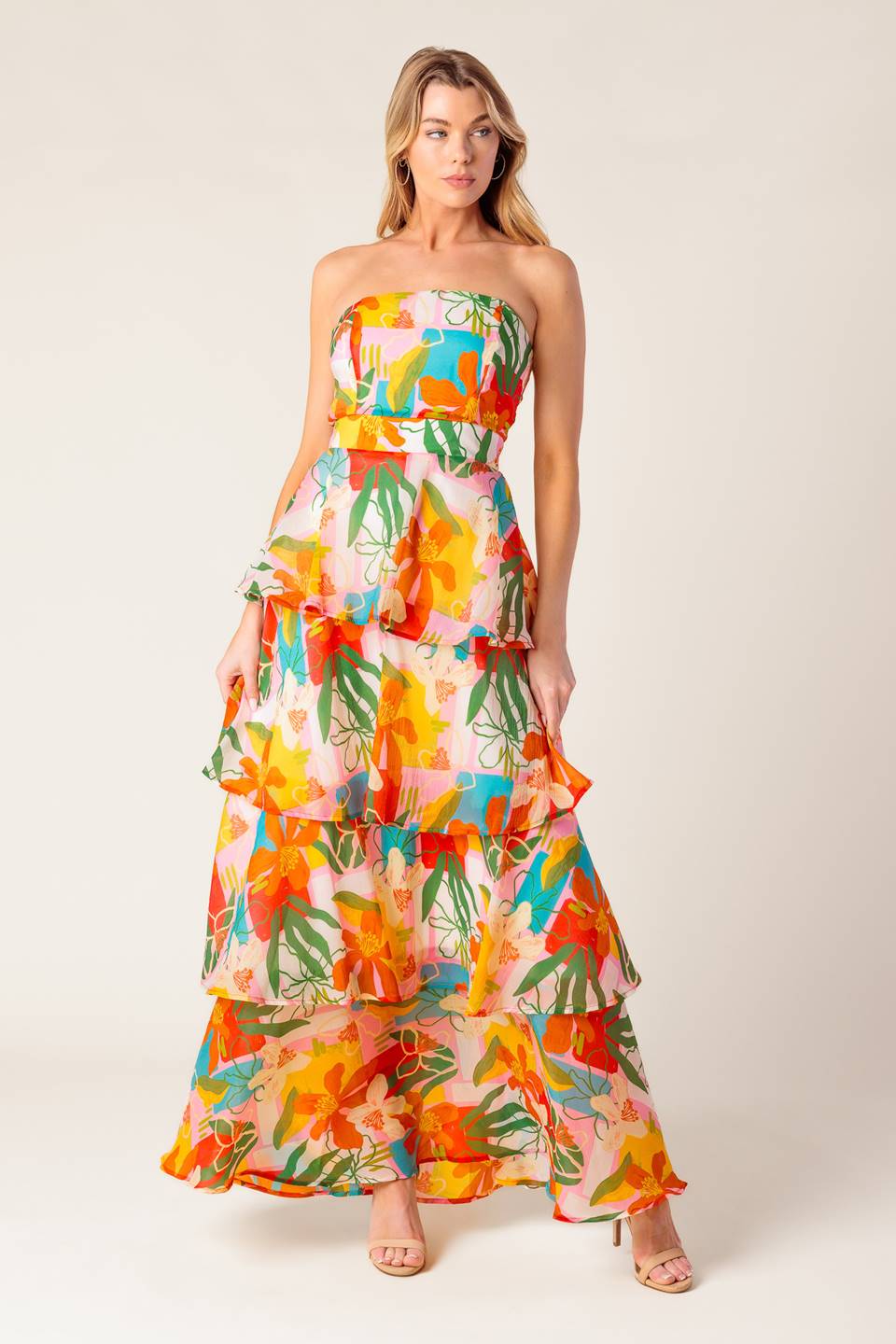 Half Past Sunset Tropical Print Maxi Dress - Flowy Beach Cover Up, Summer Vacation Outfit, Boho Chic Dress for Women