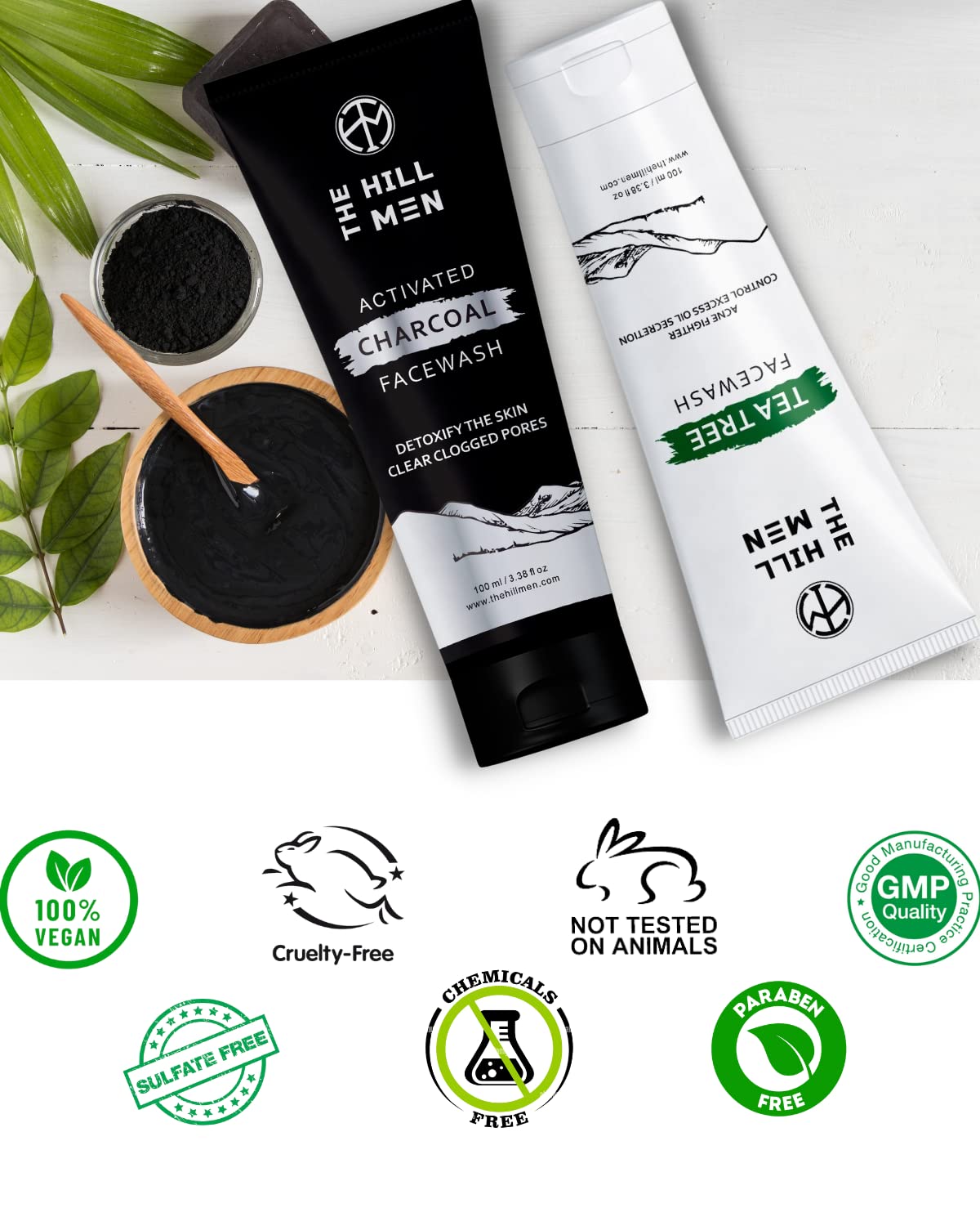 Activated Charcoal & Tea Tree Oil Face Wash for Acne & Dead Skin Removal | 200ml (Pack of 2) | Chemical-Free, Alcohol-Free | Deep Cleansing for Oily & Sensitive Skin | Perfect for Daily Skincare Routine