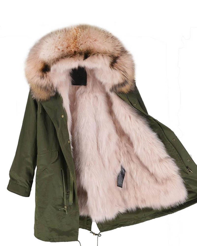 Stylish Green and Pink Parka Jacket for Women - Waterproof Winter Coat for Outdoor Activities, Hiking, and Casual Wear