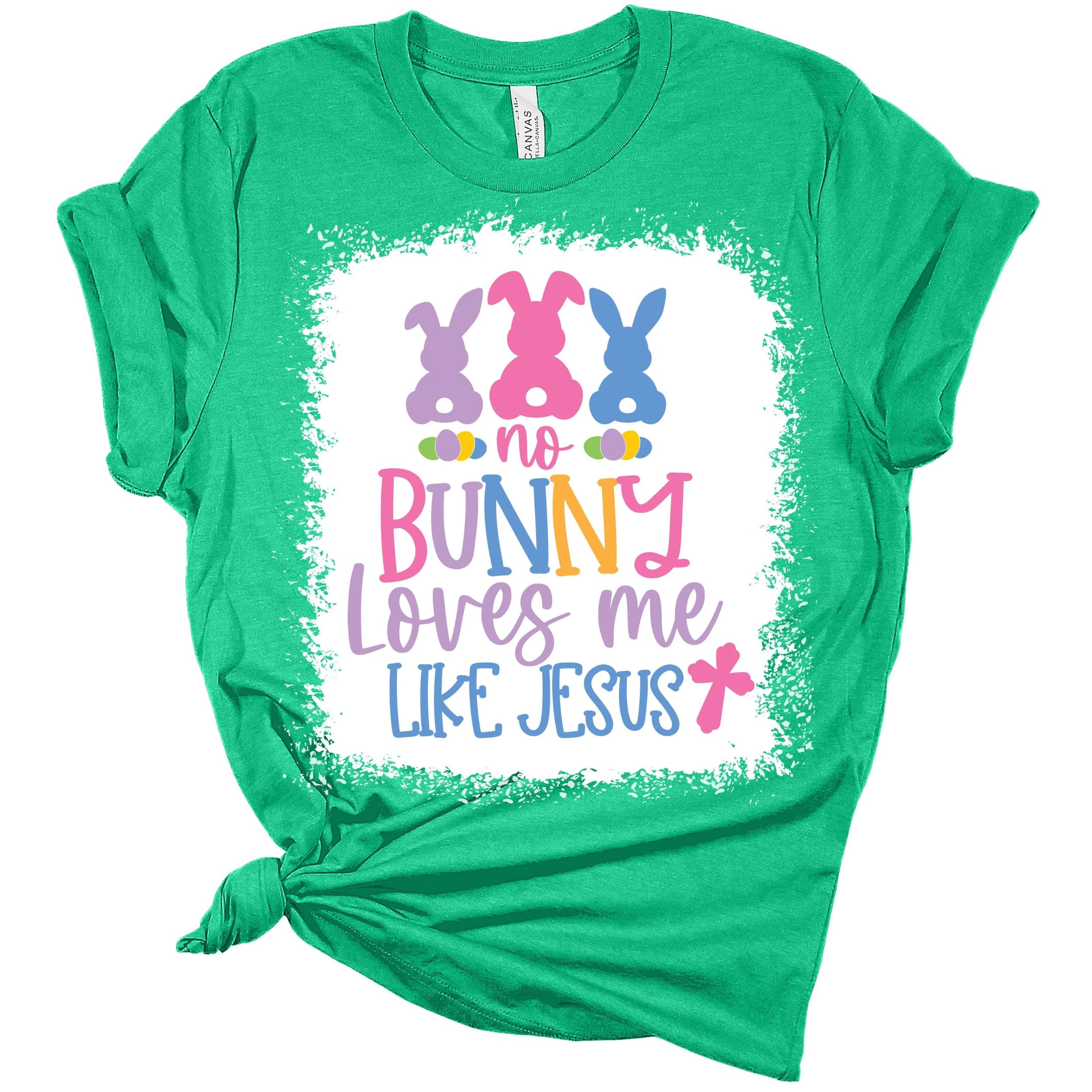 Women's Christian Easter T-Shirt - 'No Bunny Loves Me Like Jesus' Cute Graphic Tee for Church, Sunday Service & Easter Celebration