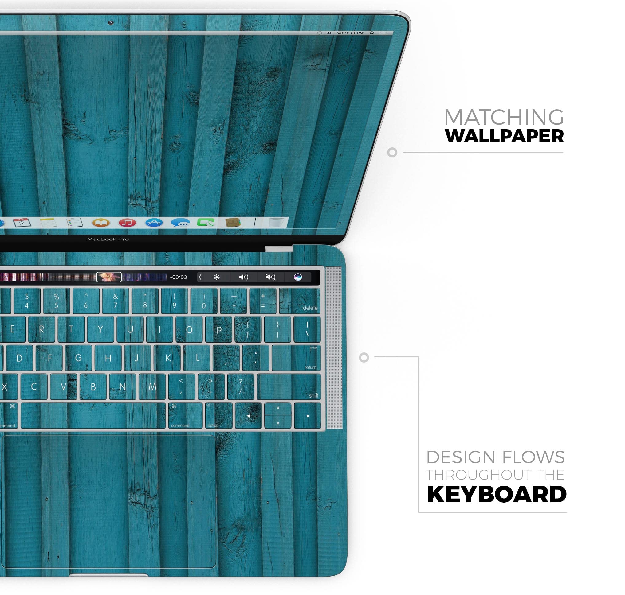 Premium Blue Wood Plank Full-Body Decal Skin for MacBook Air 13