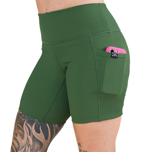 Stylish Ribbed Shorts for Women - Hunter Green | Comfortable & Trendy | Perfect for Summer, Yoga, and Casual Outfits