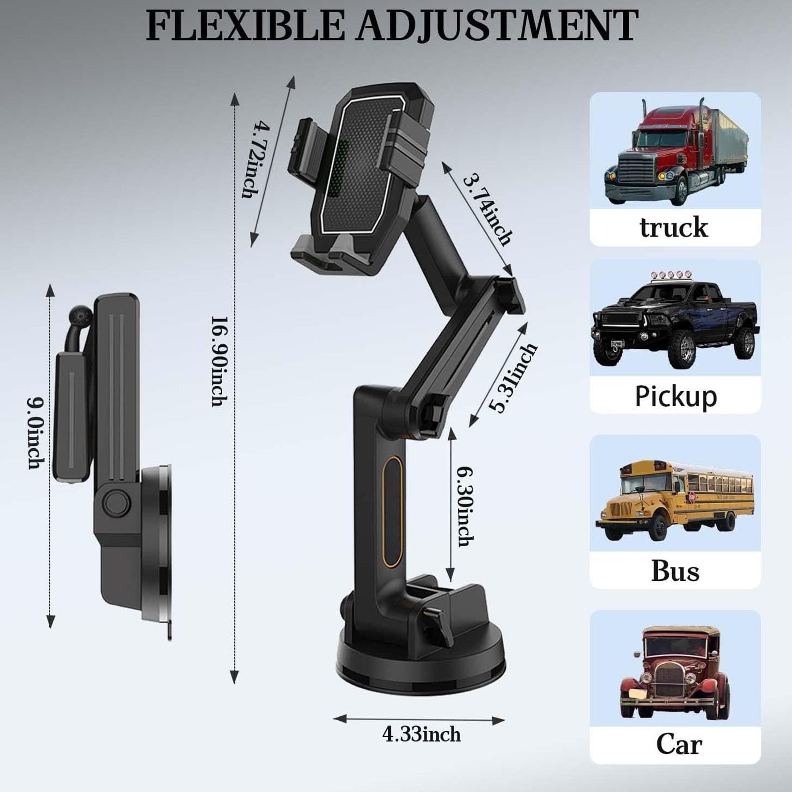 Heavy Duty Truck Phone Mount Holder - 16.9