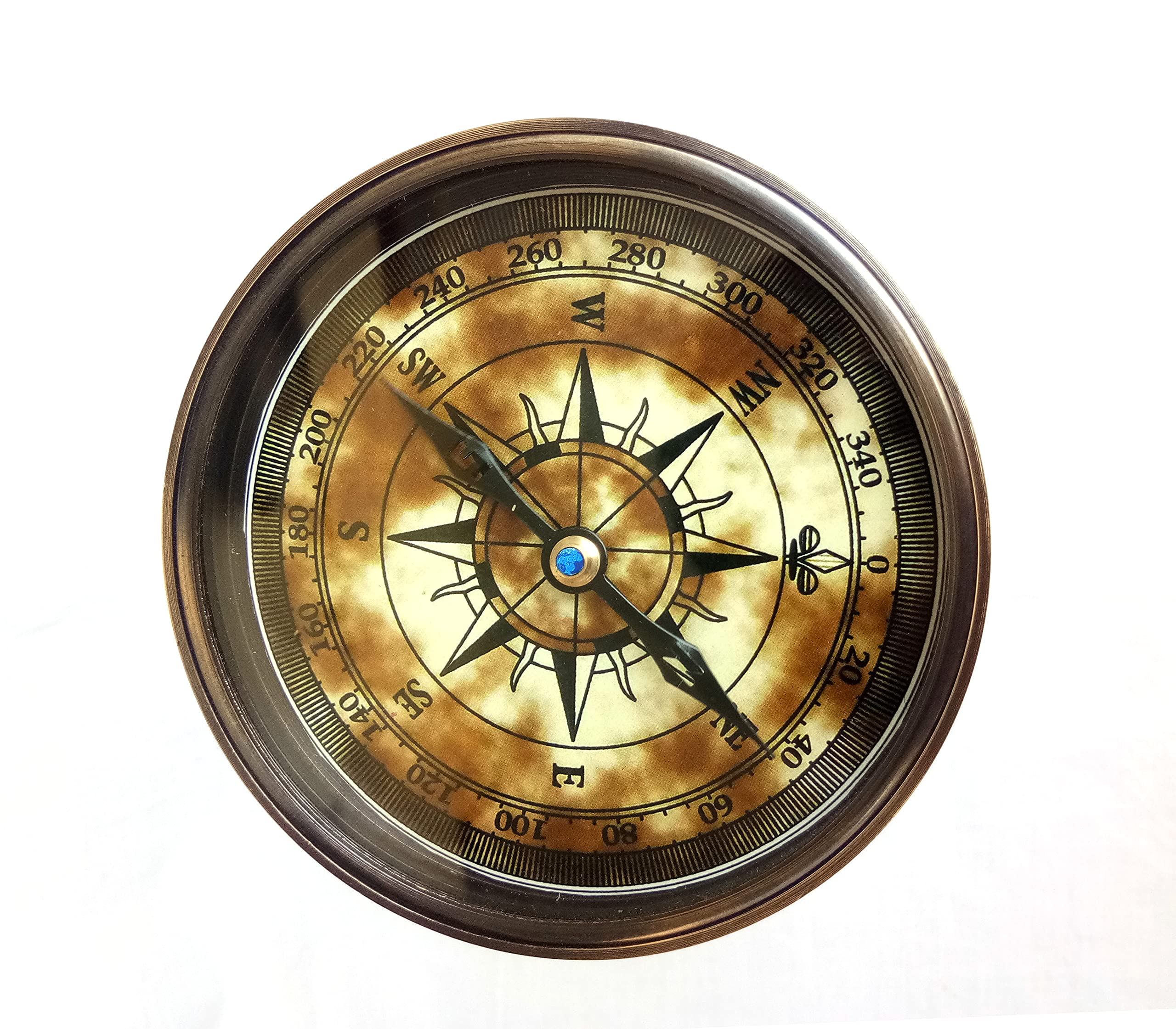 5 Minute Nautical Hourglass Sand Timer - Solid Brass with Functional Compass on Both Sides | Antique Maritime Decor | Perfect for Kitchen, Office, Meditation & Classroom Time Management (SW0076)