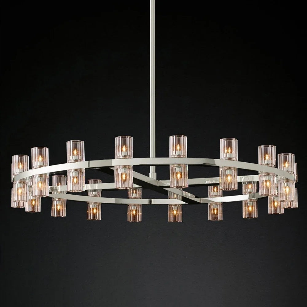 Elegant Crystal Glass Circular Pendant Light - Modern Ceiling Lighting Fixture for Dining Room, Bedroom, and Living Room Decor