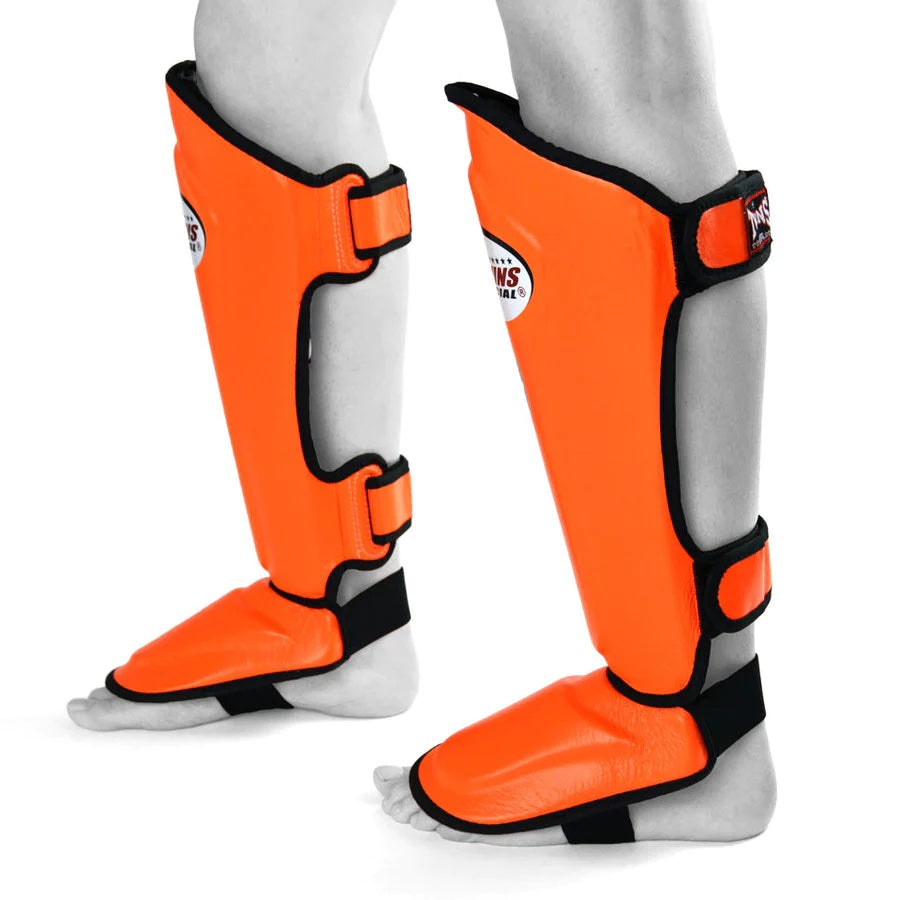 Twins SGL10 Double Padded Leather Shin Guards for Soccer, MMA & Martial Arts - Premium Protection for Training & Competition