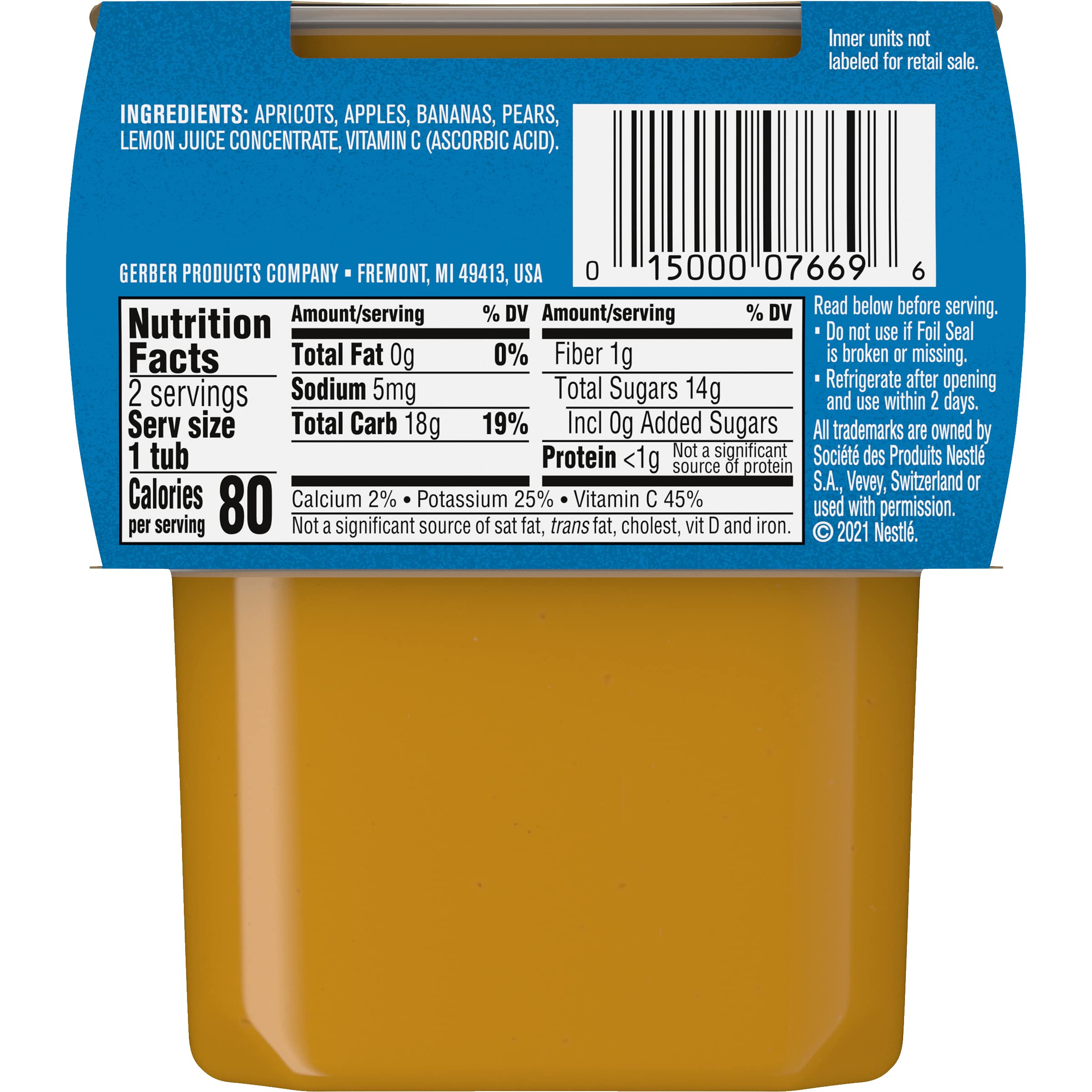 Gerber 2nd Foods Baby Food - Apricot Mixed Fruit Puree for Toddlers | Healthy & Natural Fruit Blend | Perfect for On-the-Go Snacks & Mealtime