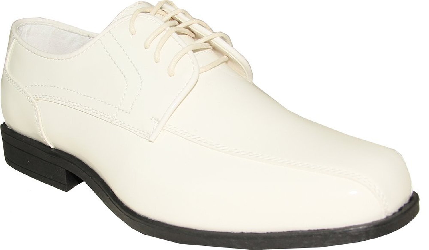 JY02 Men's Tuxedo Dress Shoes - Double Runner Oxford for Wedding, Prom & Formal Events - Ivory Patent Leather - Perfect for Black Tie Occasions, Evening Gala & Business Attire