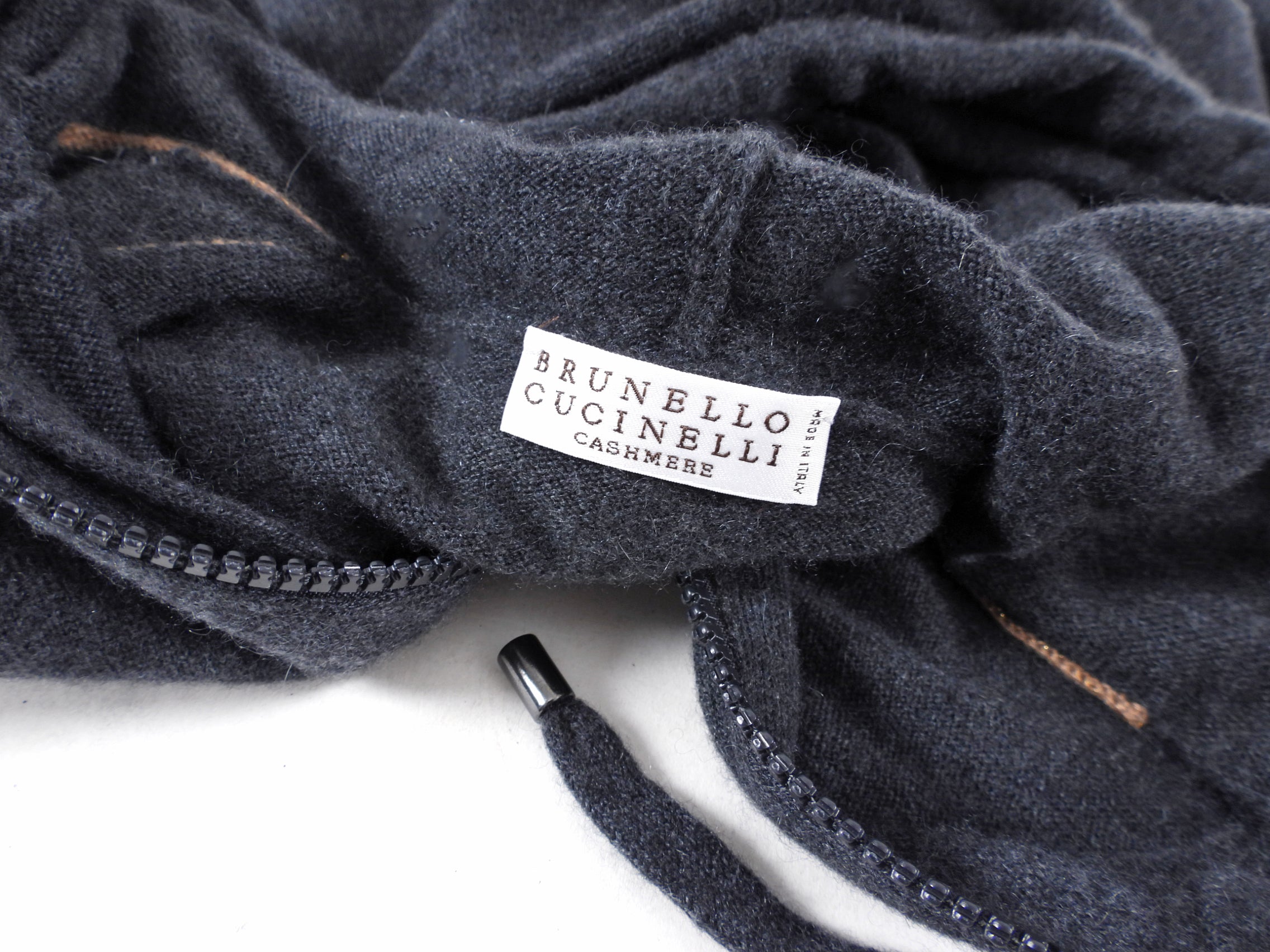 Brunello Cucinelli Grey & Copper Cashmere Hoodie for Women - Soft Luxury Pullover Sweatshirt for Casual Wear & Winter Fashion