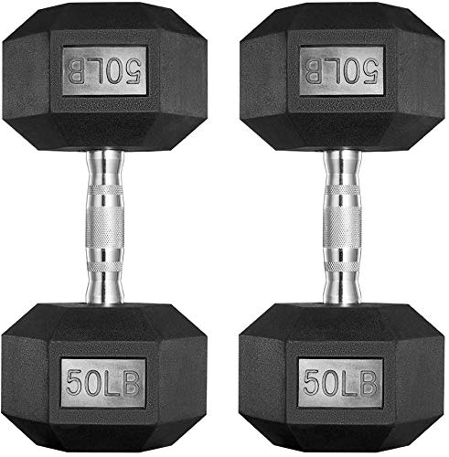 Albott Rubber Coated Hex Dumbbell Set - Cast Iron Free Weights for Home Gym, Strength Training & Fitness Workouts - Perfect for Weightlifting, CrossFit & Muscle Building