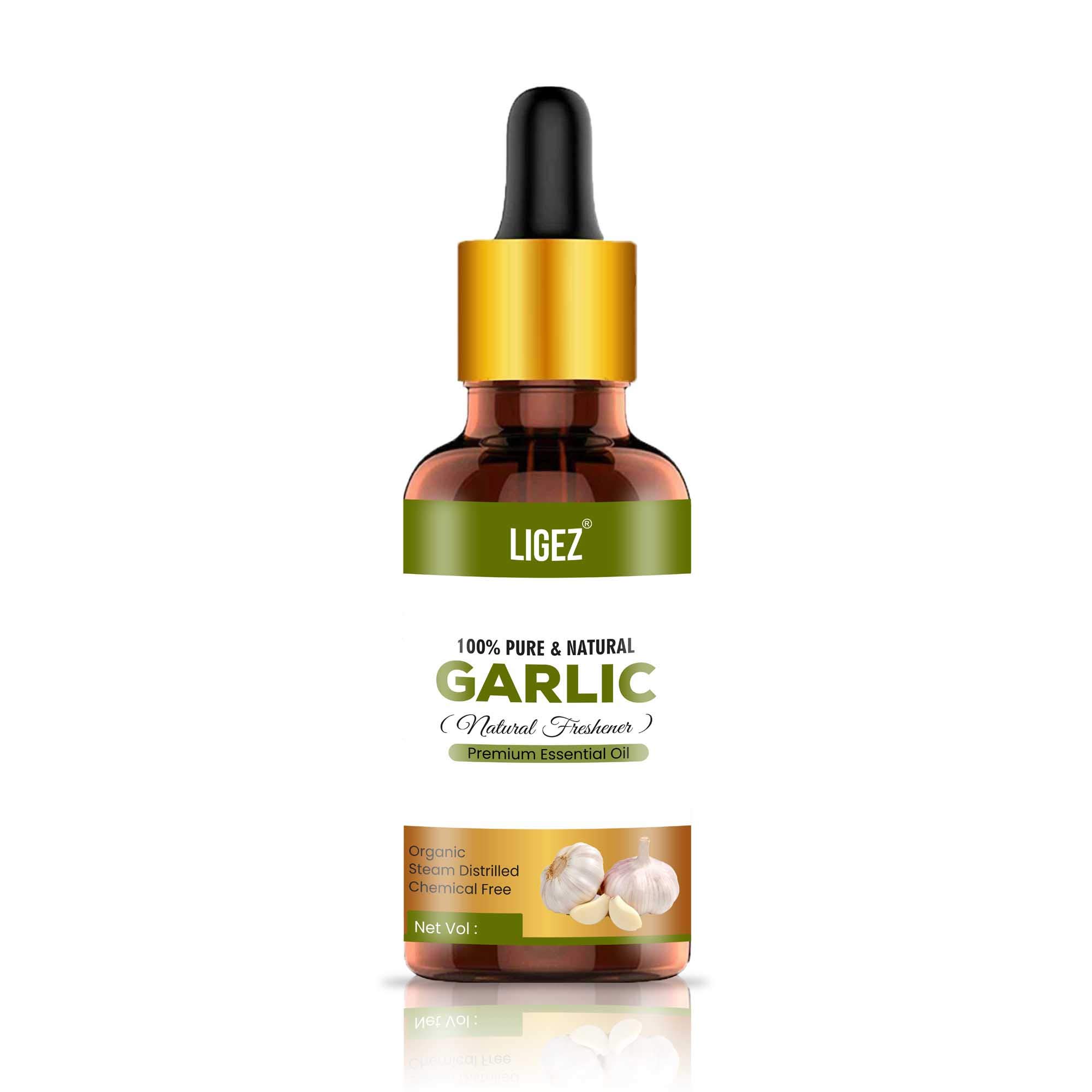 Ligez 100% Pure Natural Garlic Essential Oil - Therapeutic Grade for Skin Care, Hair Growth & Aromatherapy (15ml) - Perfect for Massage, DIY Beauty Recipes & Home Remedies
