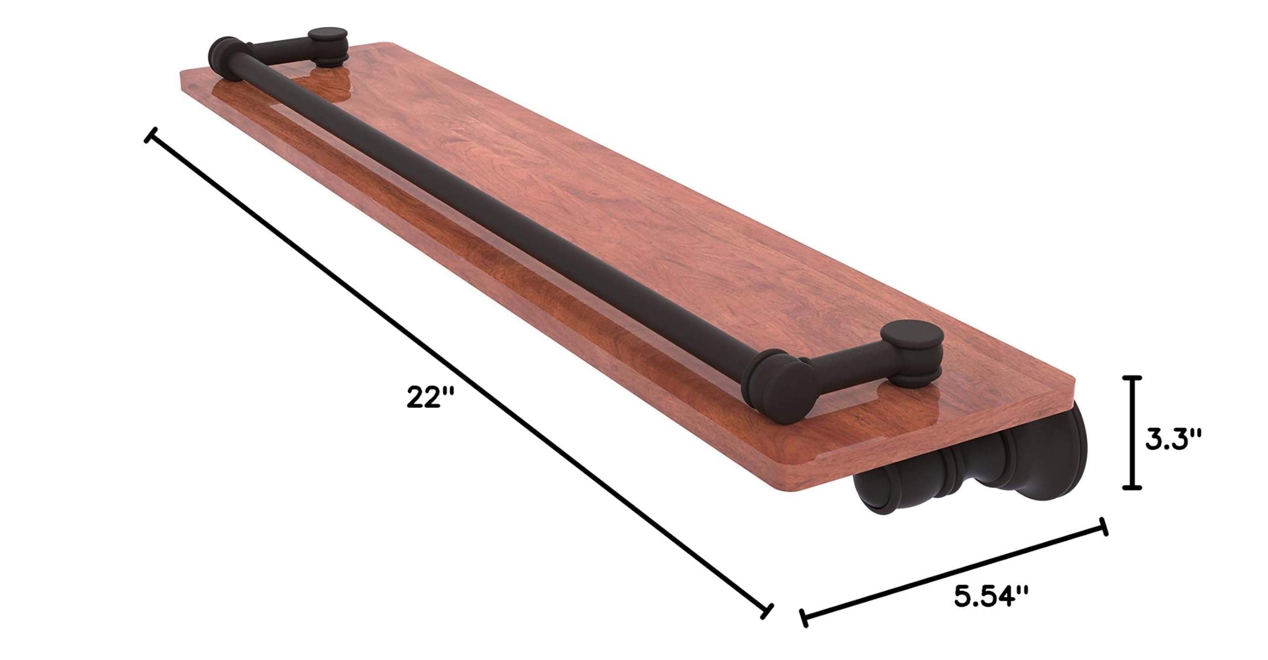 Allied Brass CL-1-22-GAL-IRW Carolina Collection 22 Inch Wood Shelf with Gallery Rail in Oil Rubbed Bronze - Perfect for Kitchen, Bathroom, Living Room & Office Storage & Display