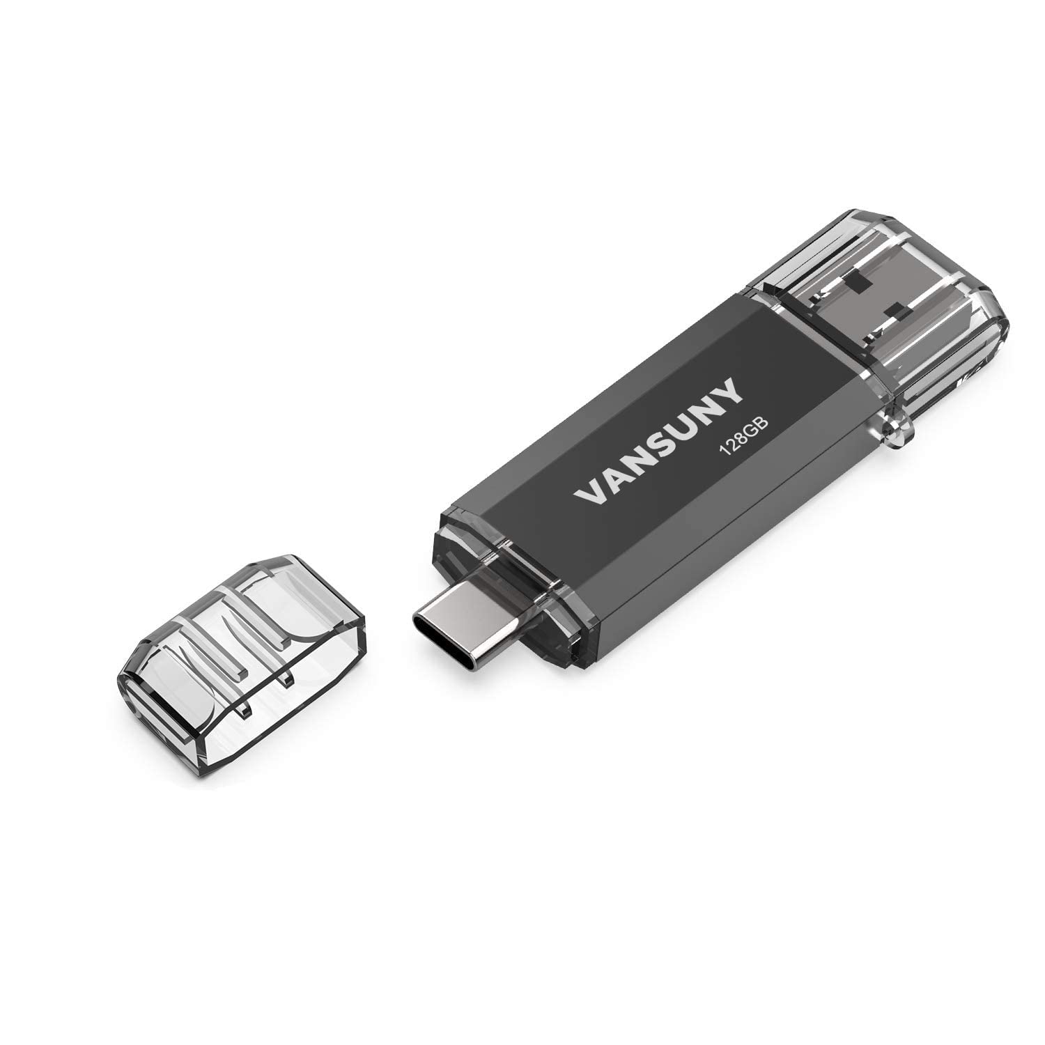 Vansuny 128GB USB 3.0 & USB-C Dual Flash Drive with Keychain - High-Speed OTG Thumb Drive for Android, iPhone, MacBook, PC, Laptop - Perfect for Data Transfer, Backup, Photos & File Storage