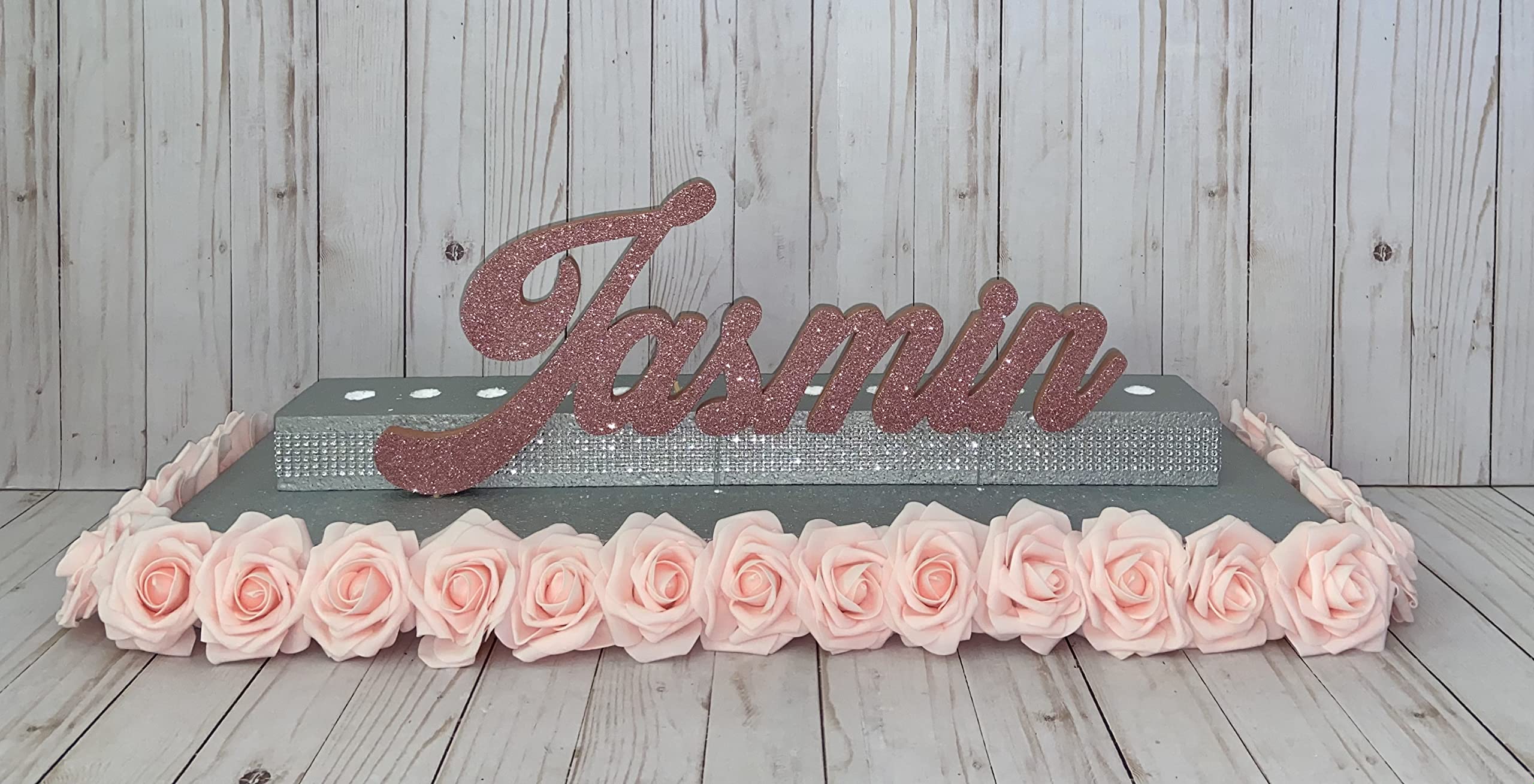 Elegant Sweet 16 Candelabra with Glitter Name & Floral Decor - Perfect for Bar Mitzvah, Bat Mitzvah, Candle Ceremony & Name Stand - Beautiful Candle Holder for Birthday Celebrations & Special Events