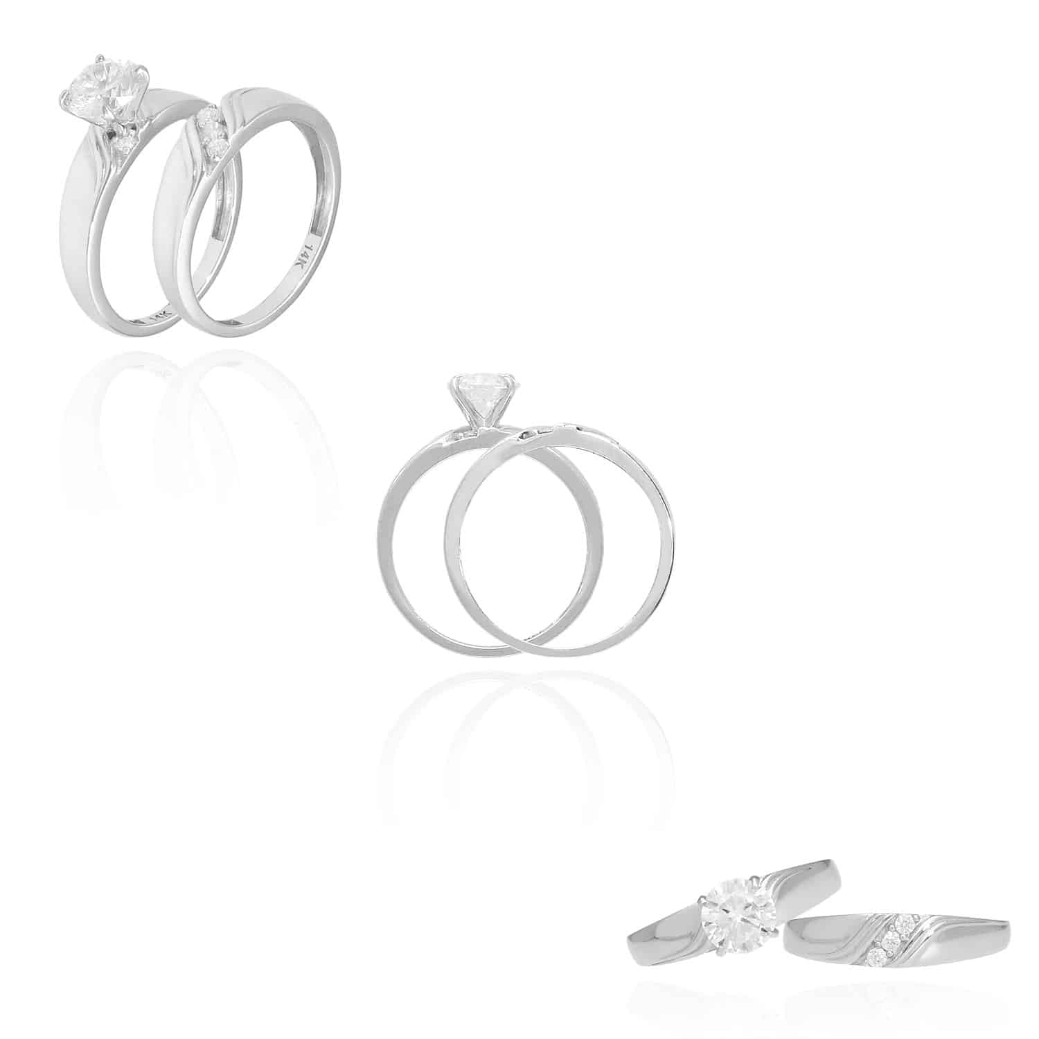 14K White Gold 1.3CTW Cubic Zirconia His & Hers Engagement Wedding Ring Set - Size 8.5 & 9 - Perfect for Proposals, Anniversaries, and Bridal Jewelry Gifts