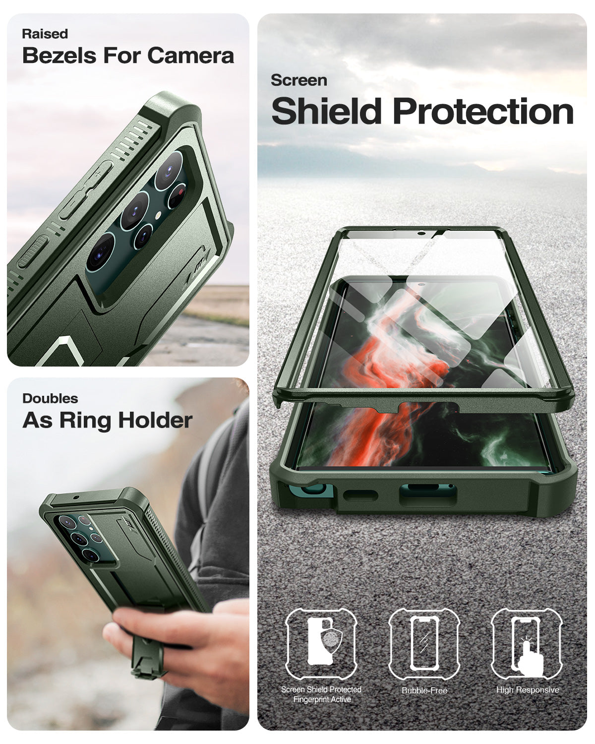 Dexnor Heavy Duty Shockproof Rugged Case for Samsung Galaxy S22 Ultra with Built-in Screen Protector, Full Body Bumper & Kickstand - Perfect for Outdoor Activities, Work, and Travel Protection