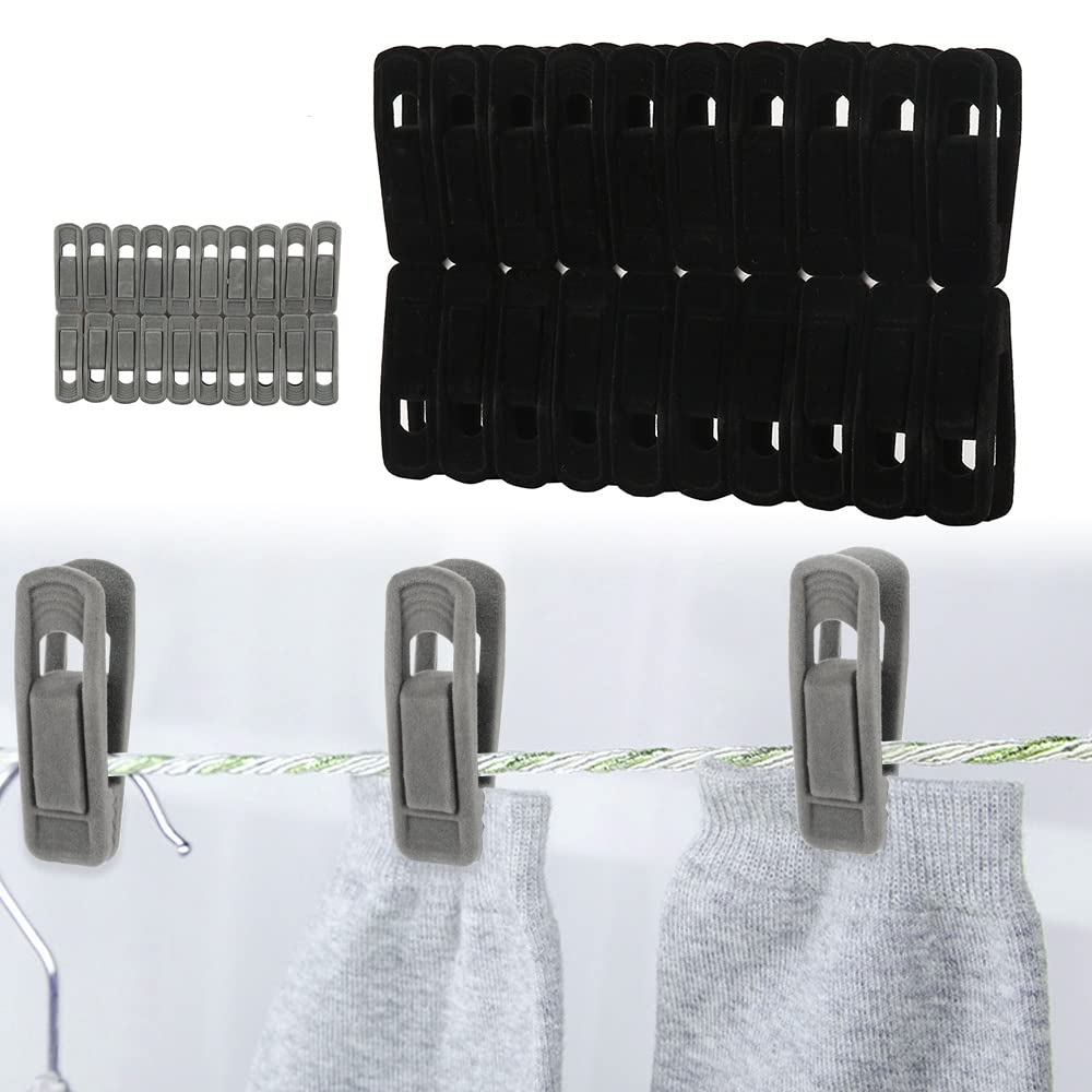 Velvet Hangers with Strong Finger Clips - 20 Pack Beige Non-Slip Clothes Hangers for Delicate Fabrics | Perfect for Closet Organization & Space Saving Wardrobe Storage