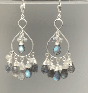 Labradorite Chandelier Earrings in Sterling Silver | Elegant Dangle Earrings for Women | Perfect for Parties, Weddings & Evening Events
