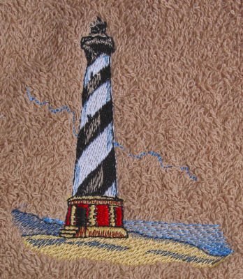 Premium Cotton Bath Towel Set with Embroidered Hatteras Lighthouse Design - Soft, Absorbent & Quick-Drying - 6-Piece Luxury Bath & Beach Towels for Spa, Pool, and Coastal Home Decor