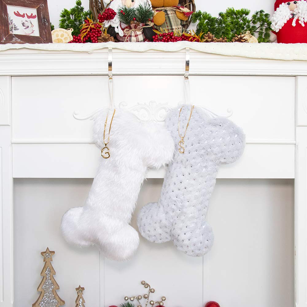 Personalized Pet Dog Christmas Stocking - Durable Holiday Stocking for Dogs, Custom Pet Name Xmas Decor - Perfect for Fireplace Mantel & Family Gift Exchange (Grey)