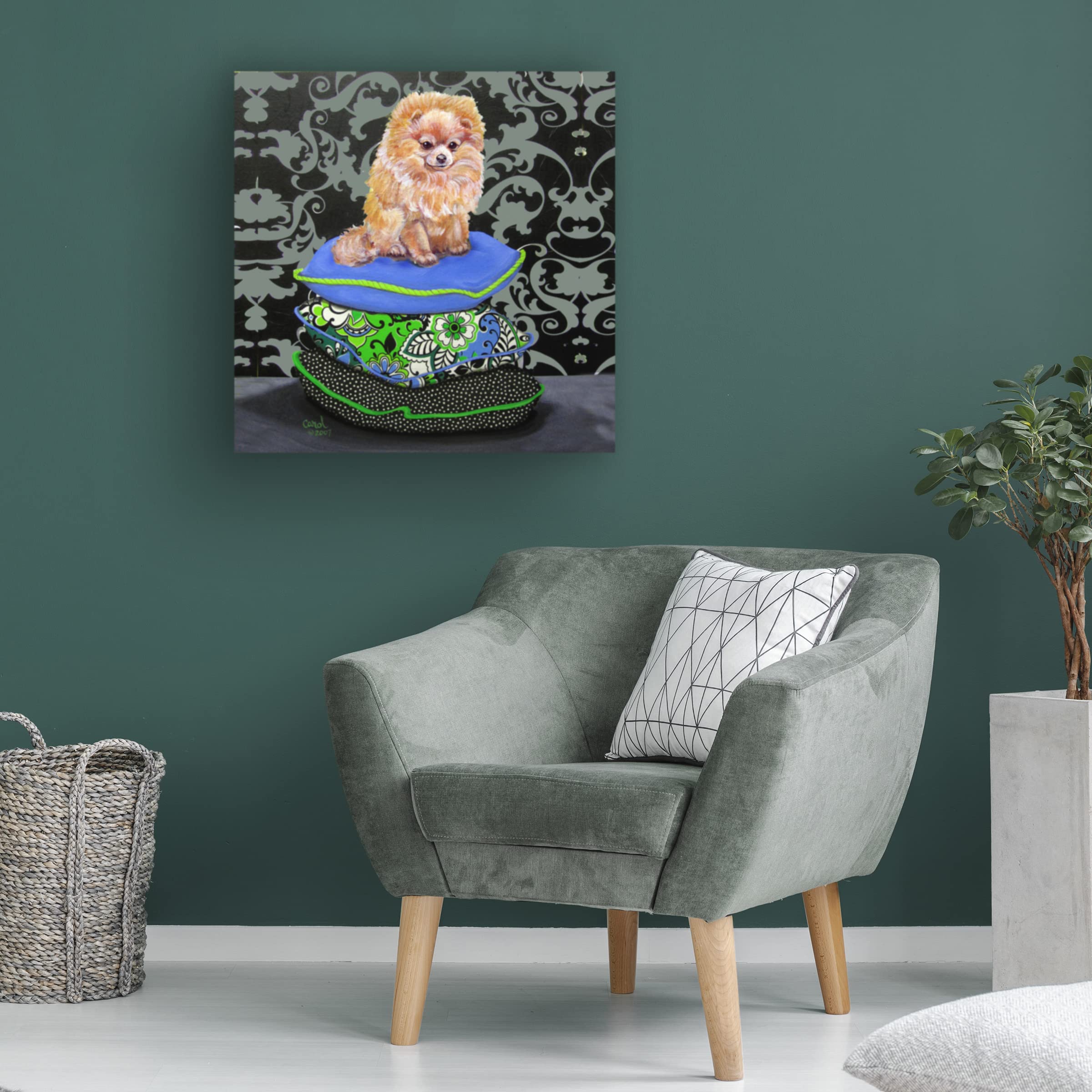 Carol Dillon Pomeranian Pillows Canvas Art - Perfect for Pet Lovers' Home Decor