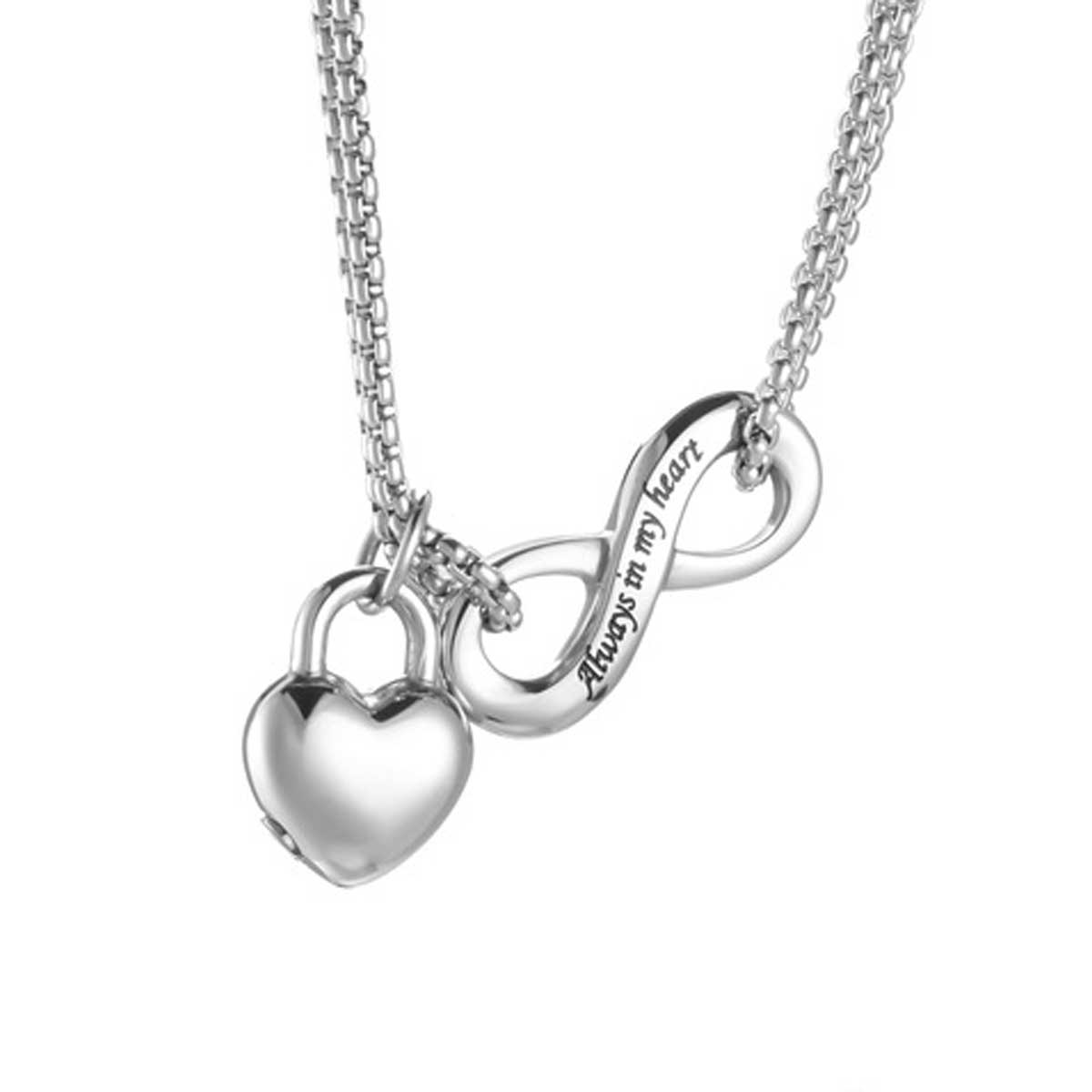 Infinity Always In My Heart Cremation Ashes Urn Necklace - Memorial Jewelry for Loved Ones - Perfect for Keeping Memories Close During Special Occasions & Everyday Wear