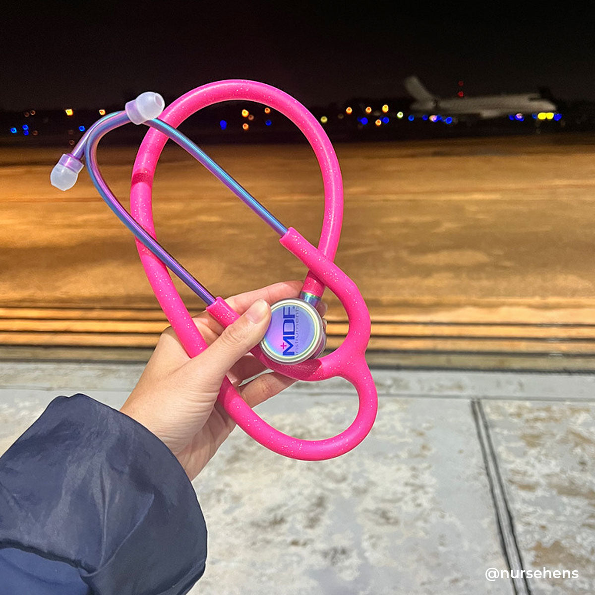 ProCardial® Titanium Cardiology Stethoscope - Bright Pink Glitter/Kaleidoscope Design - Premium Medical Stethoscope for Doctors, Nurses & Healthcare Professionals - Ideal for Pediatric, Cardiology & Clinical Use