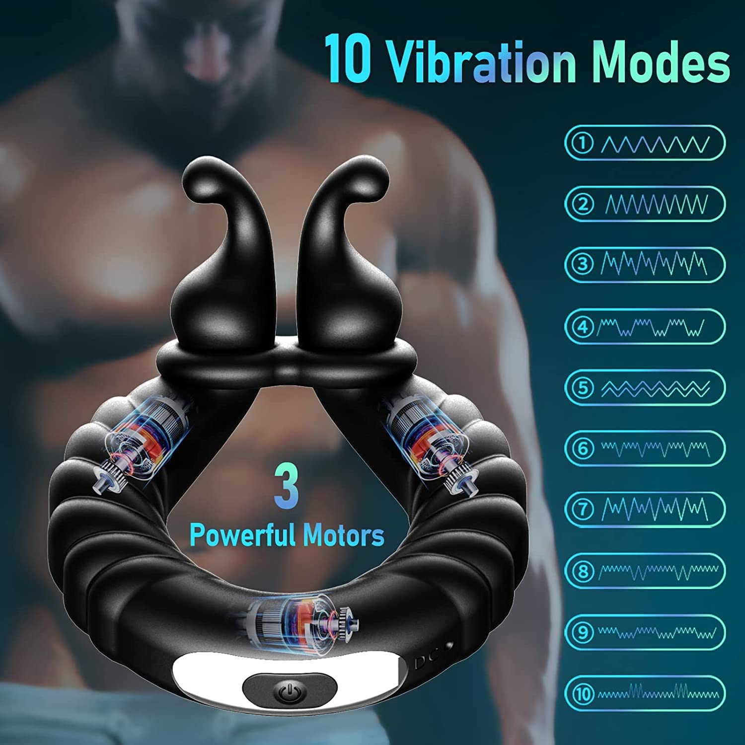 Kismloit Vibrating Cock Ring - 10 Speed Adjustable Penis Ring for Men & Couples | Rechargeable Male Sex Toy with Powerful Vibrations for Longer, Harder Erections | Enhance Intimacy & Pleasure in Bedroom or Romantic Nights