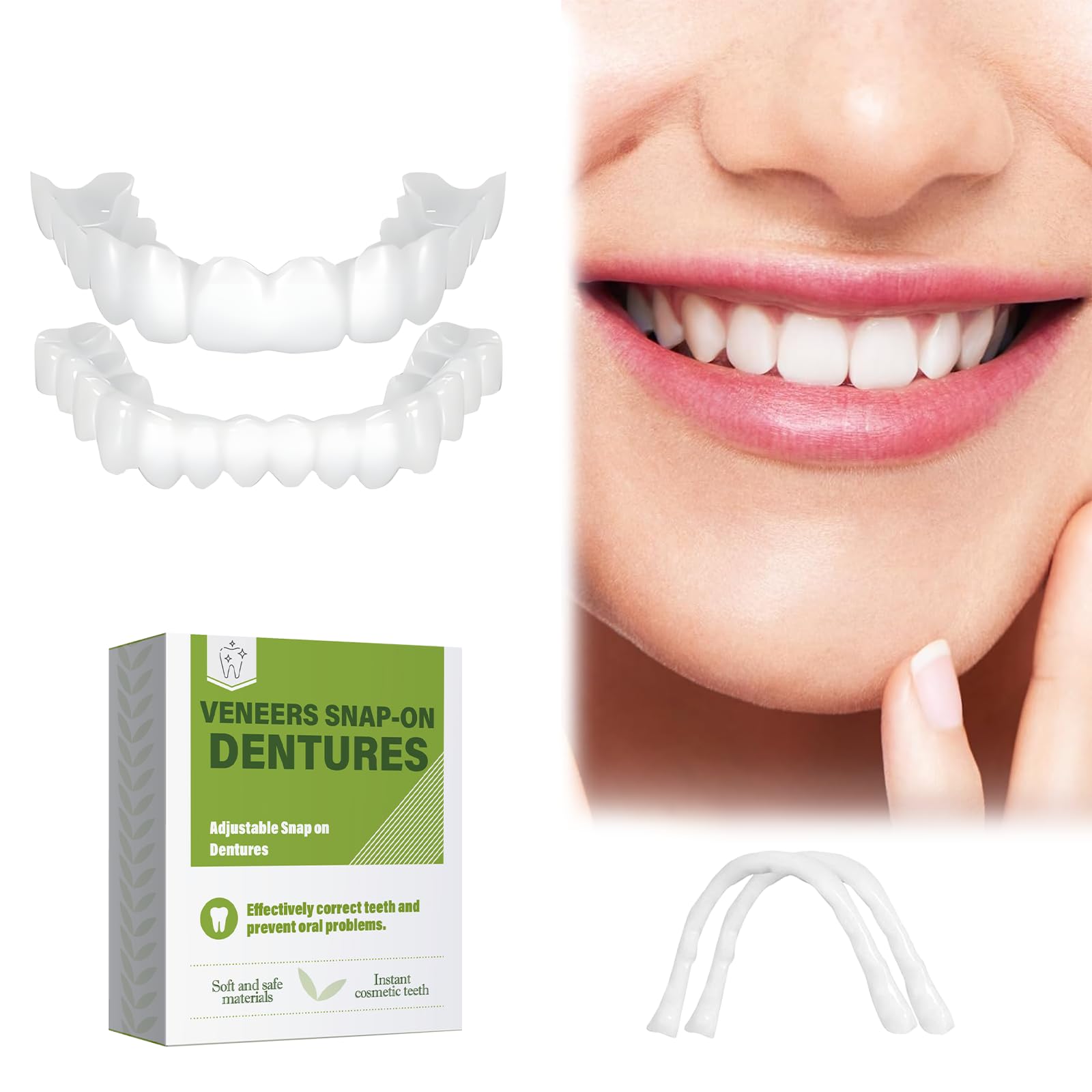 2PCS Temporary Veneers Kit for Women & Men - Natural & Comfortable Fake Teeth Cover for Smile Makeover - Perfect for Weddings, Photos & Special Events