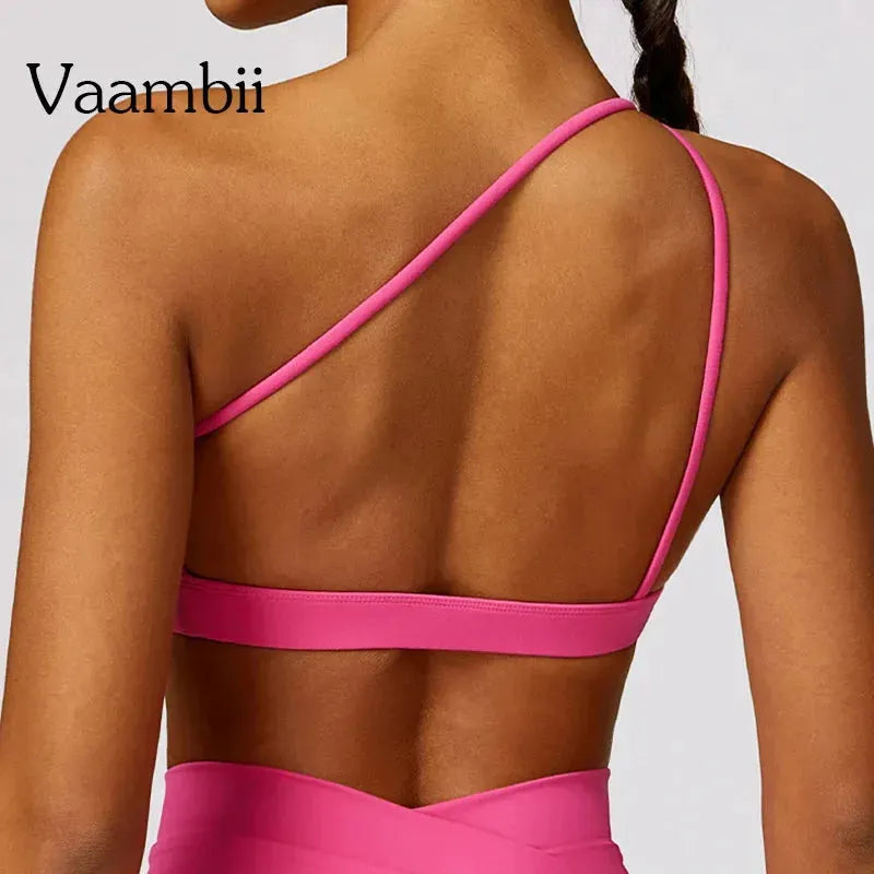 High Support One Shoulder Sports Bra for Women - Breathable Gym Bra with Shockproof Design, Backless Yoga Top for Fitness, Running & Workout - Perfect for Yoga, Pilates & High-Intensity Training