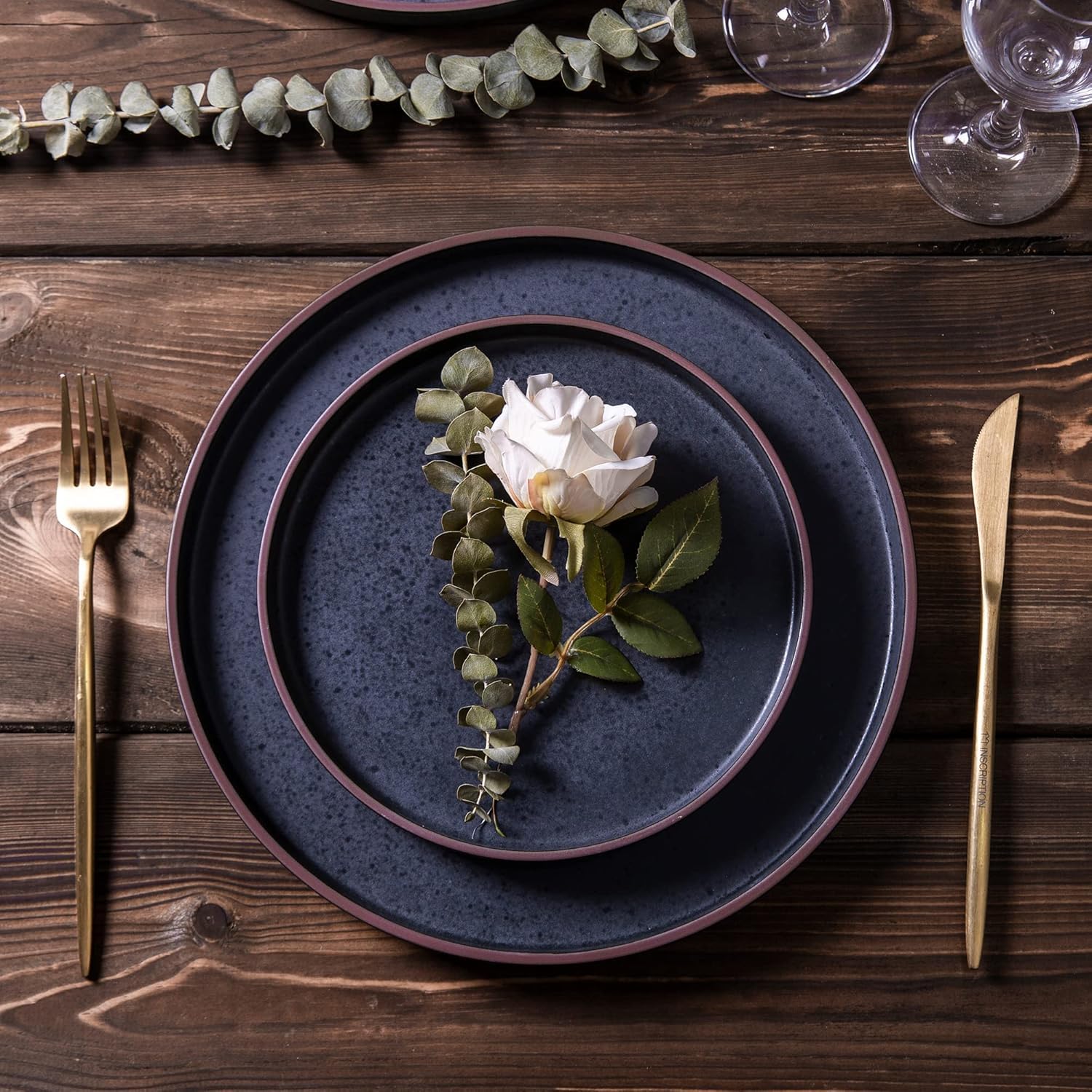 Premium 8-Piece Ceramic Dinnerware Set - Durable Stoneware Plates & Bowls with High Edges | Chip & Crack Resistant, Oven/Dishwasher/Microwave Safe | Perfect for Family Dinners, Entertaining Guests & Everyday Use - Ashen Grey