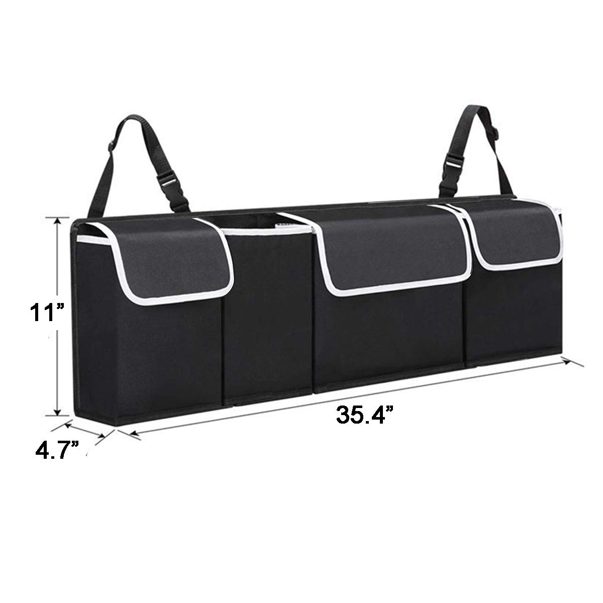 Best Car Trunk Organizer for SUV & Sedan - 4-Pocket Hanging Storage Bag with Collapsible Design | Space-Saving Car Interior Accessories for Women & Men | Perfect for Road Trips, Grocery Shopping & Daily Commute