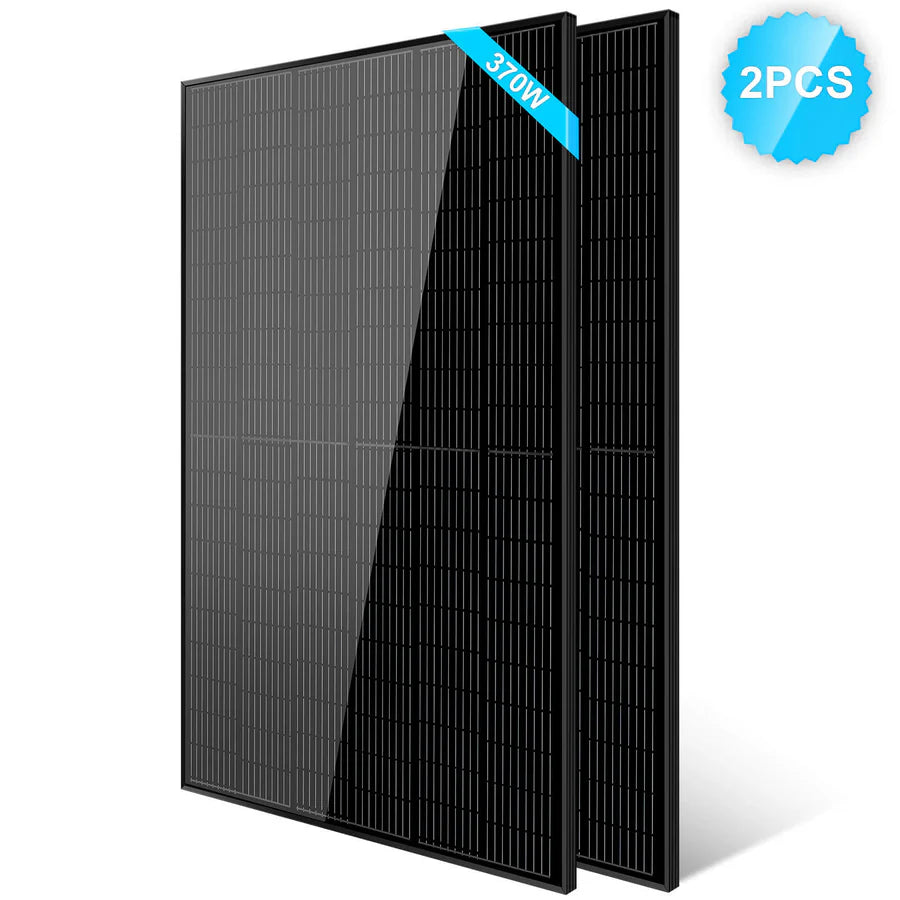 SunGoldPower 370W Monocrystalline Black PERC Solar Panel - High Efficiency Solar Module for Home, RV & Off-Grid Power Systems | Weather-Resistant Renewable Energy Solution