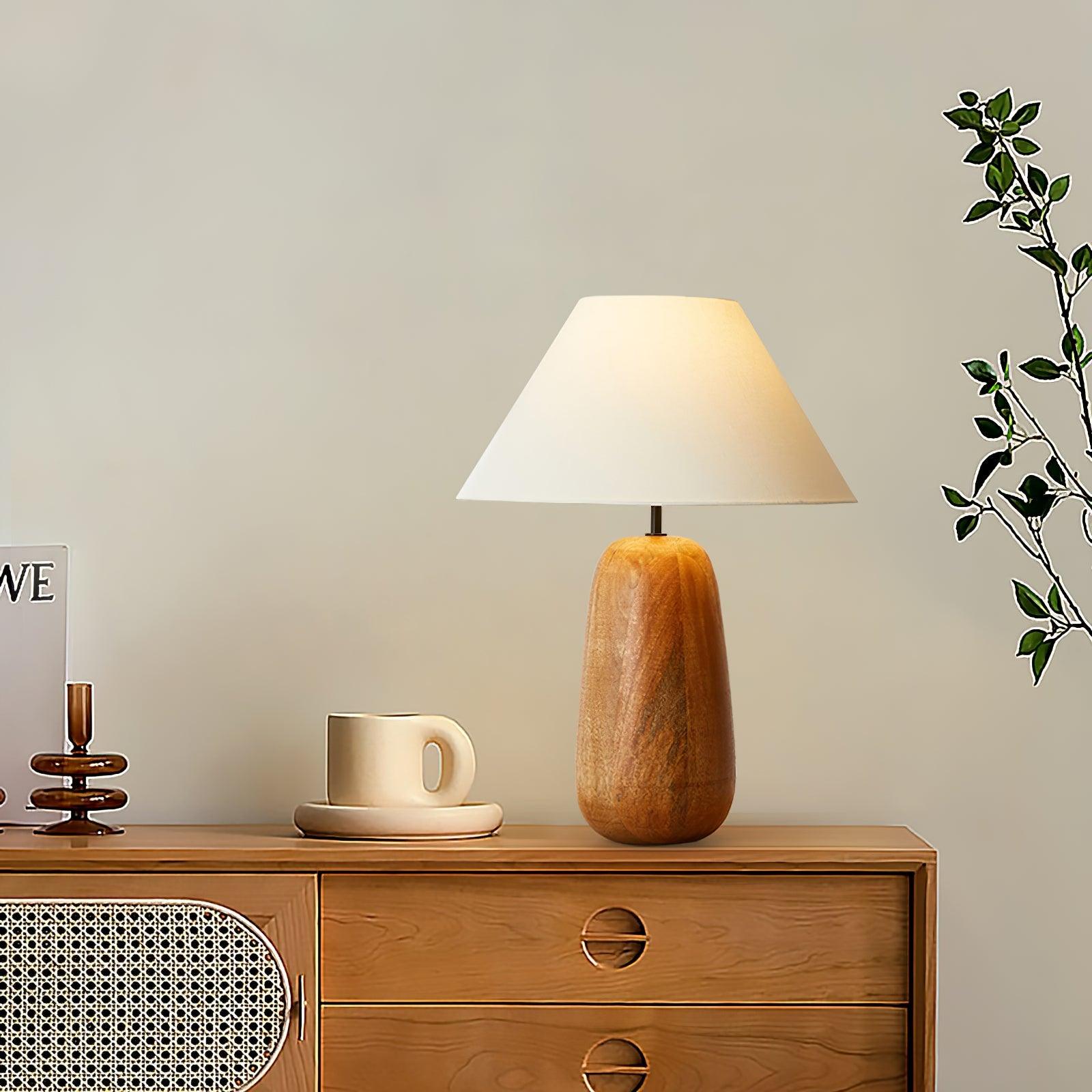 Stylish Irving Wood Table Lamp - Modern Home & Office Decor Lighting for Bedroom, Living Room, and Study - Warm Ambient Light for Reading & Relaxation