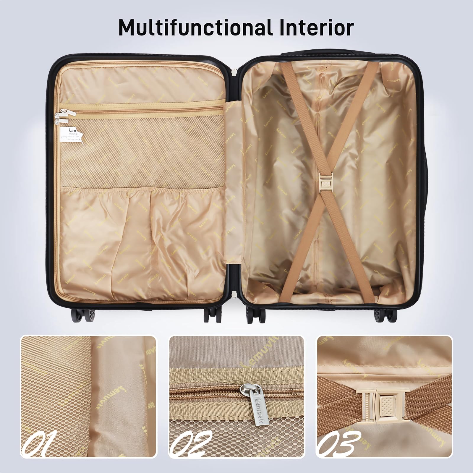 3-Piece Hard Shell Spinner Luggage Set with Wheels - Durable Blue Suitcases for Travel & Family Vacations - Ideal for Air Travel, Road Trips & Business Trips