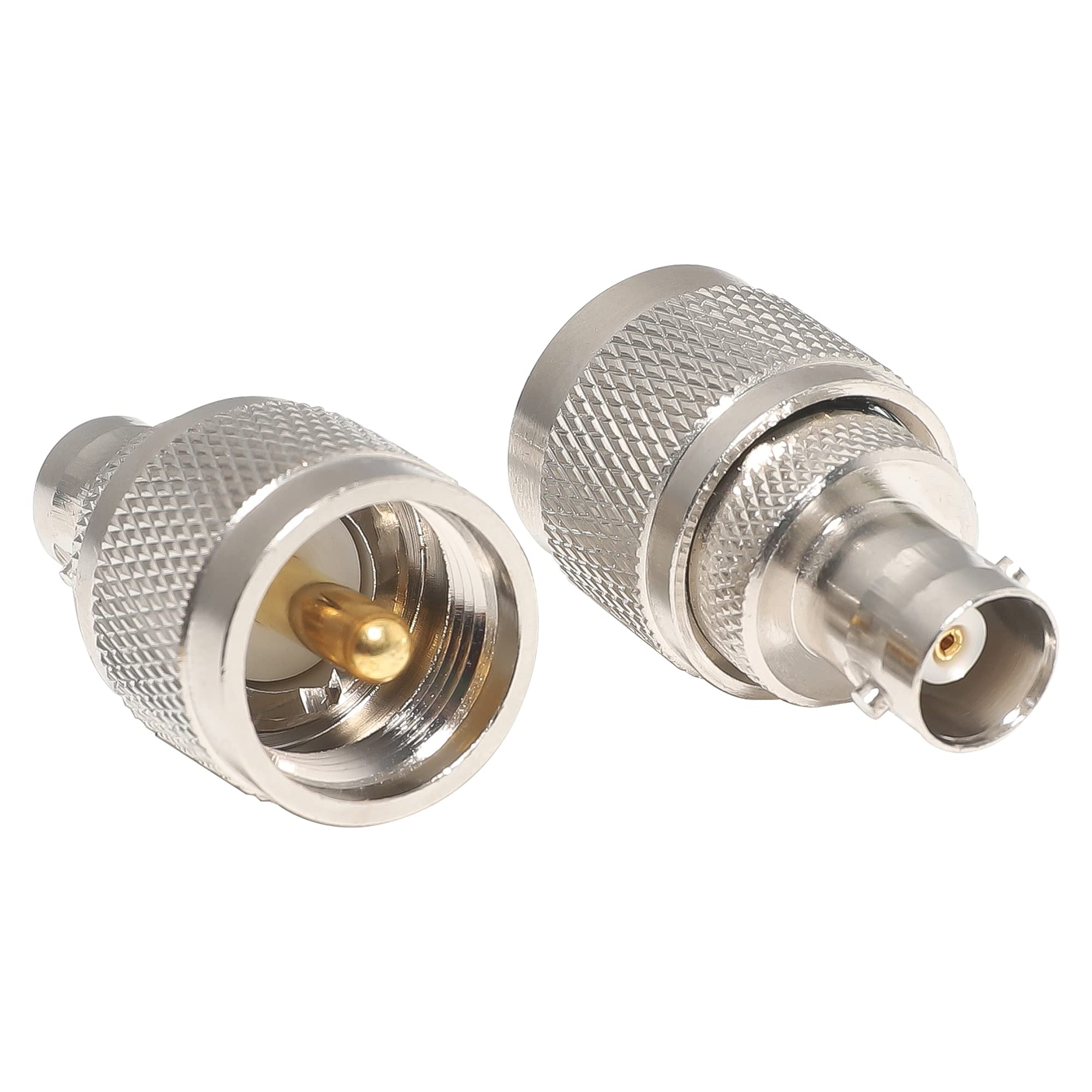 BNC Female to UHF Male PL259 RF Coaxial Adapter (2 Pack) - CB Ham Radio Coax Connector for Antenna, Scanner, Transceiver & Communication Equipment