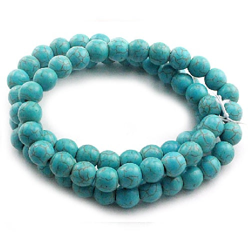 Turquoise Faux Stone Bracelet - Boho Chic Beaded Jewelry for Women, Handmade Adjustable Wrap Bracelet for Casual & Festival Wear