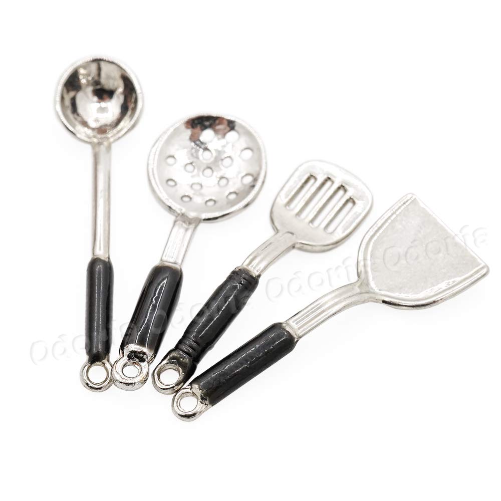 1/12 Scale Miniature Kitchen Utensils Set - Silver Dollhouse Accessories for Realistic Mini Cooking & Home Decor Display