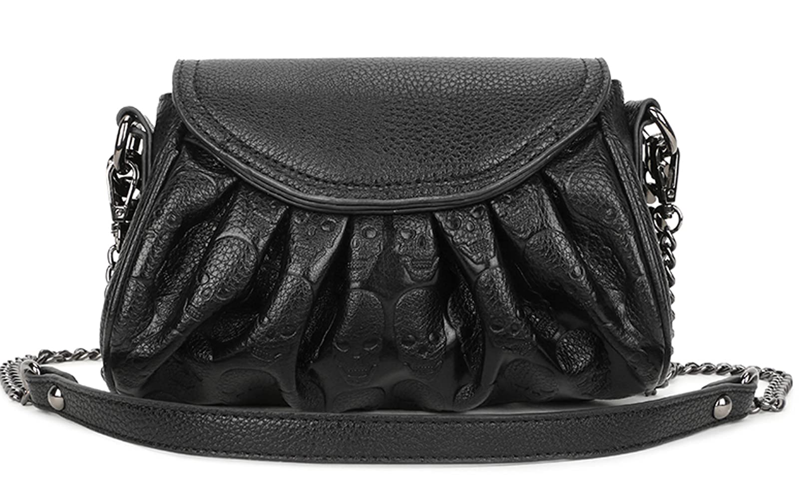 Stylish Women's Punk Skull Tote Bag - Small Black Crossbody Shoulder Purse for Casual Outings & Gothic Fashion