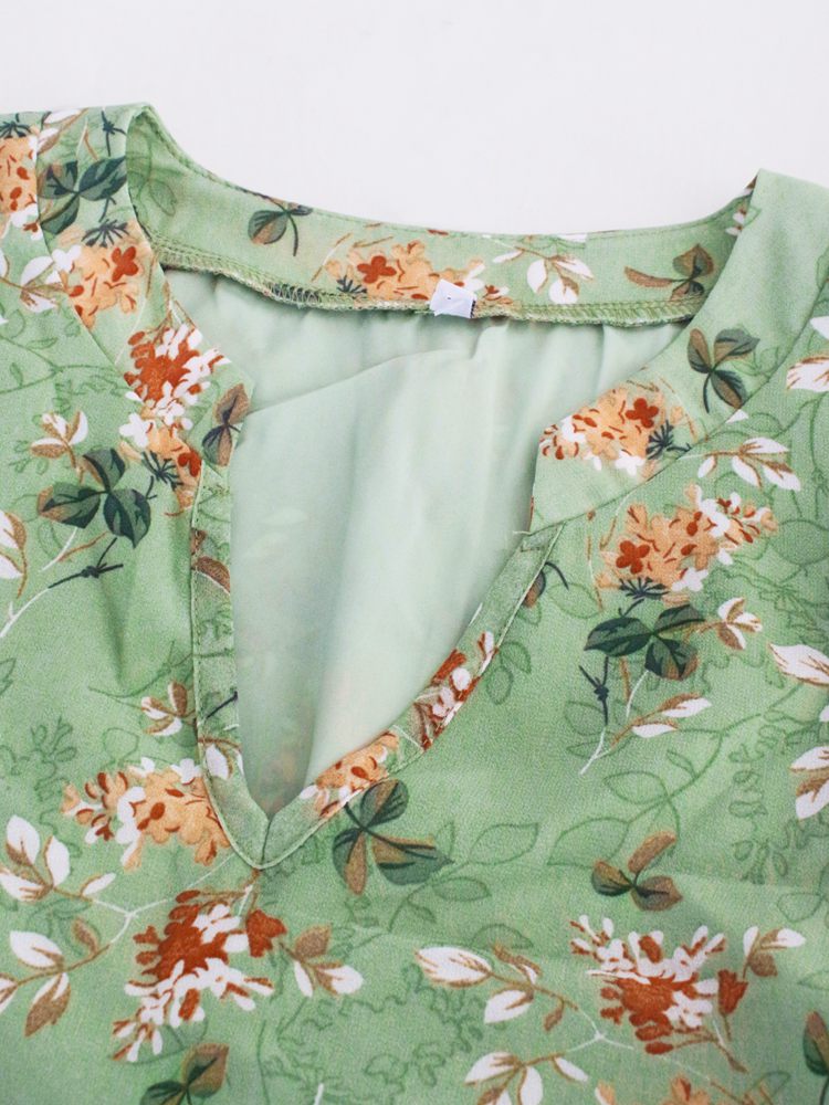 Women's Floral V-Neck Short Sleeve Summer Dress - Perfect for Beach Vacations, Brunch Dates & Casual Outings