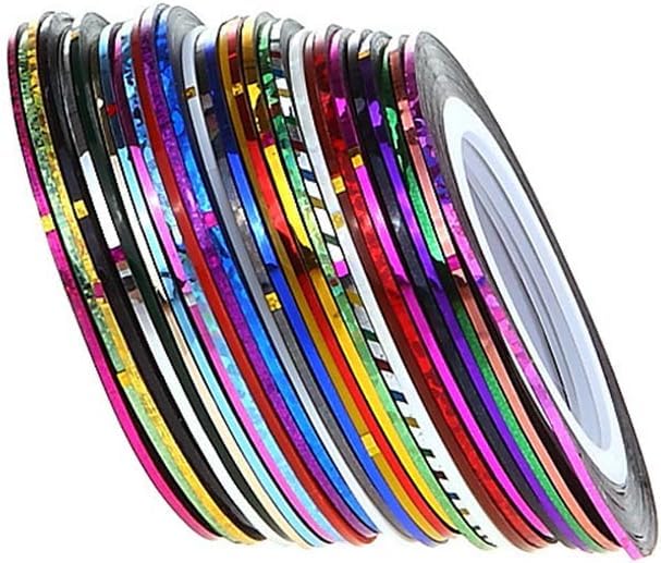 30Pcs Random Color Nail Sticker Rolls - Striping Tape Line for Nail Art Tips, Manicure Decoration Stickers - DIY Nail Art Accessories for Salon & Home Use