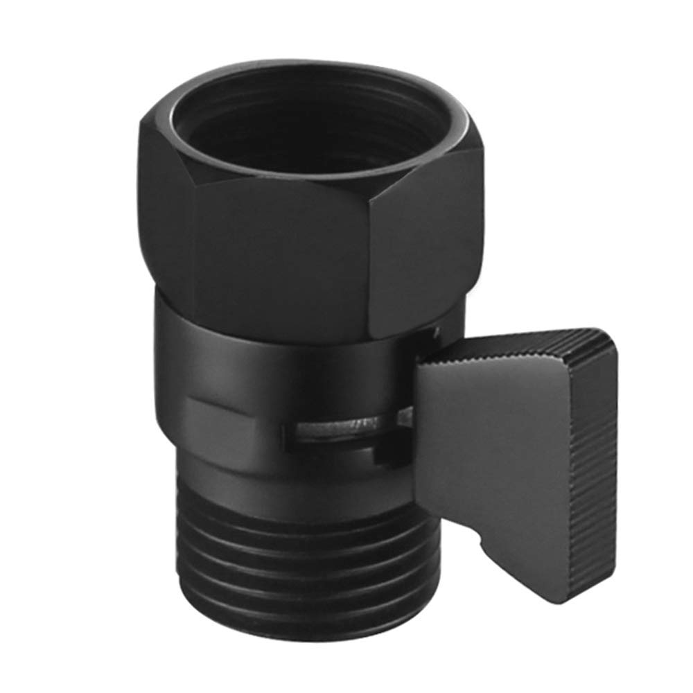 Angle Simple Shower Valve - Brass Water Flow Shut Off Valve for Hand Shower & RV Hose Flow Restrictor in Matte Black | Perfect for Bathroom Renovation, RV Plumbing & Water Conservation