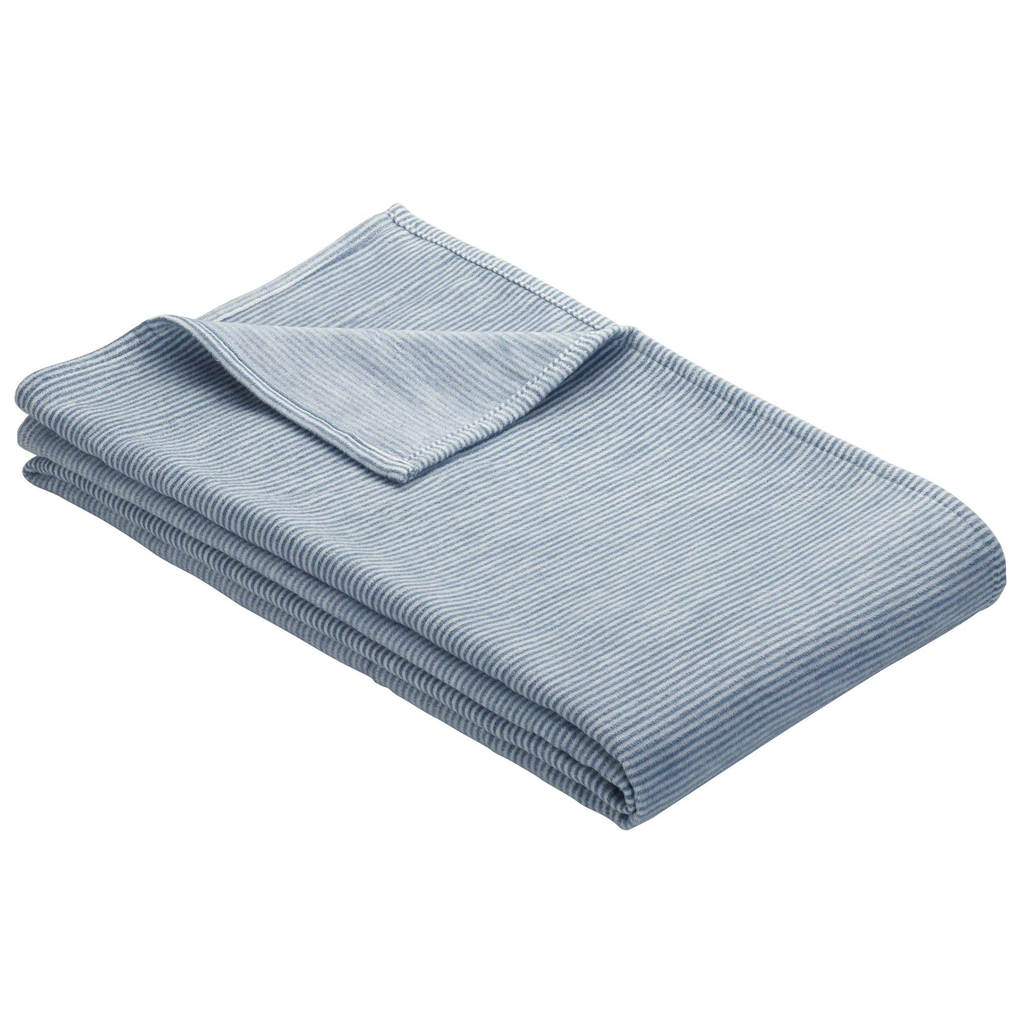 IBENA 100% Cotton Mini Stripe Throw Blanket - Soft Light Blue Cozy Blanket for Sofa, Bed & Travel | Perfect for Living Room, Nursery & Gift Giving