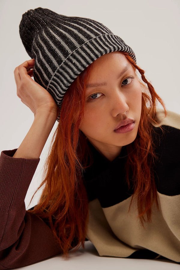 Slouchy Ribbed Cuffed Beanie for Women - Soft Winter Knit Hat with Fold Over Brim - Cozy Casual Outfit Accessory for Cold Weather, Snow Days & Outdoor Activities