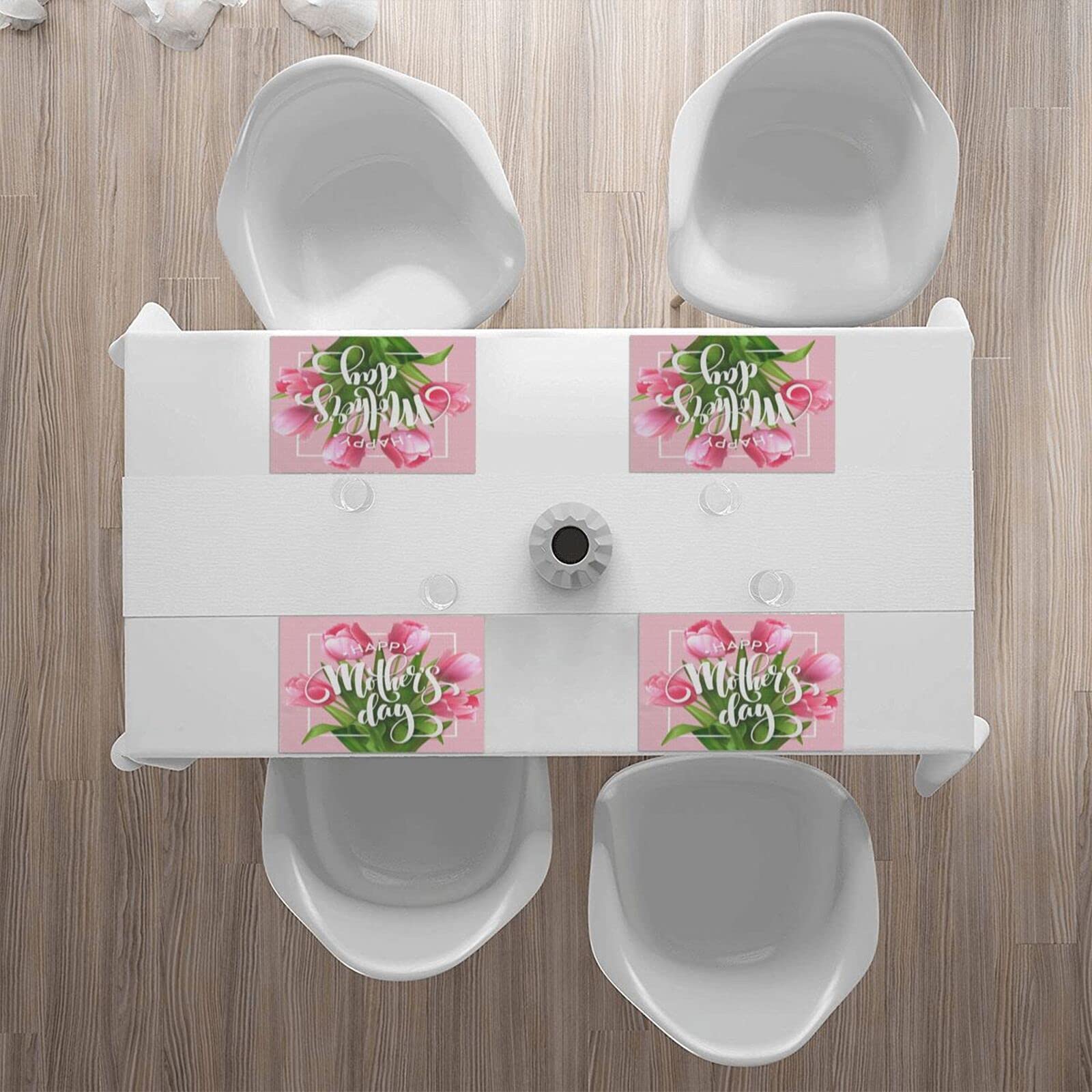 **4-Pack Pink Tulip Placemats – 12 x 18 Inch Washable & Heat-Resistant Table Mats for Kitchen, Dining, and Home Decor – Perfect for Mother’s Day Gifts & Everyday Use**