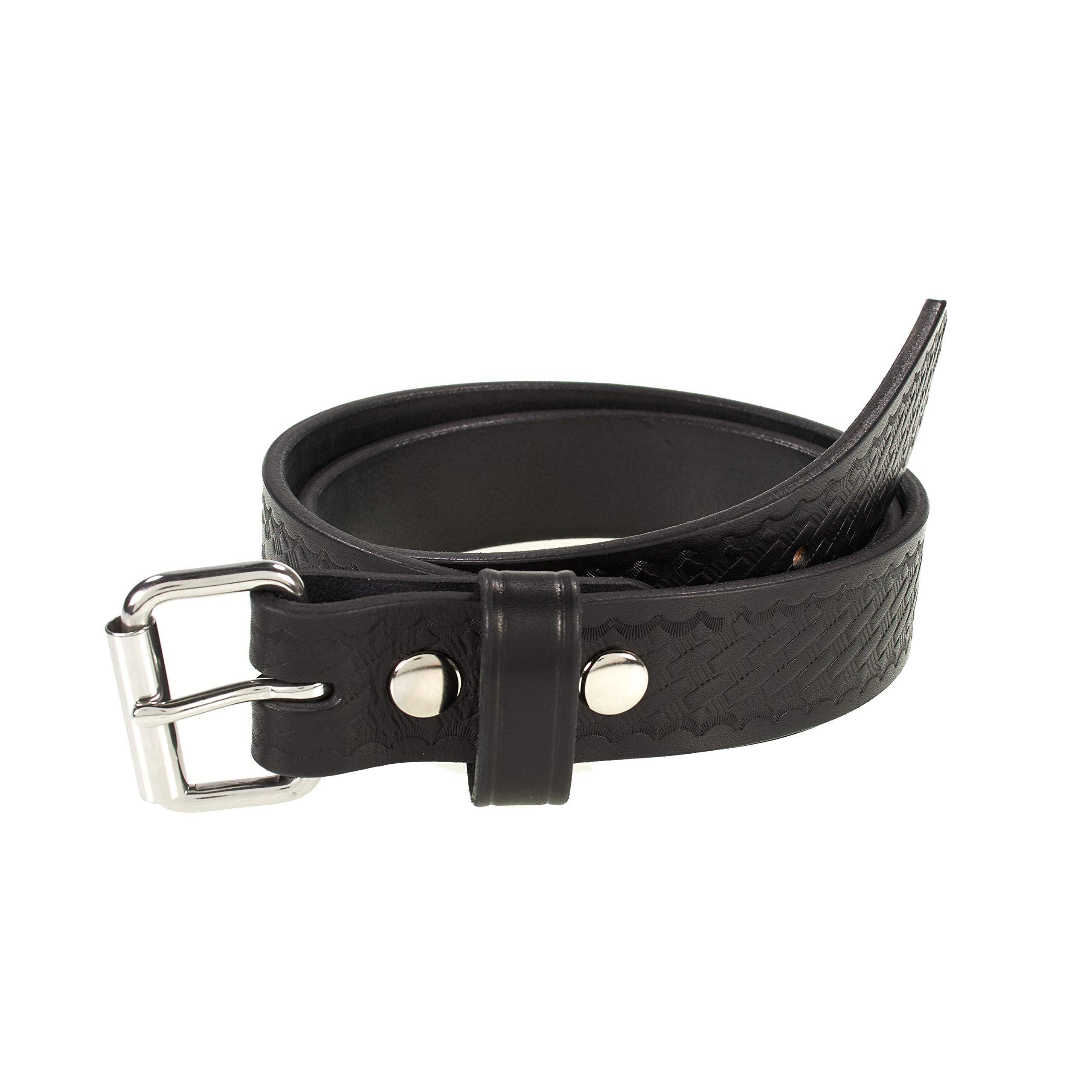 Old Timer Heavy Duty 14 oz Leather Gun Belt - Basketweave Embossed Concealed Carry CCW Belt - Handmade in USA - Perfect for Everyday Wear & Tactical Use