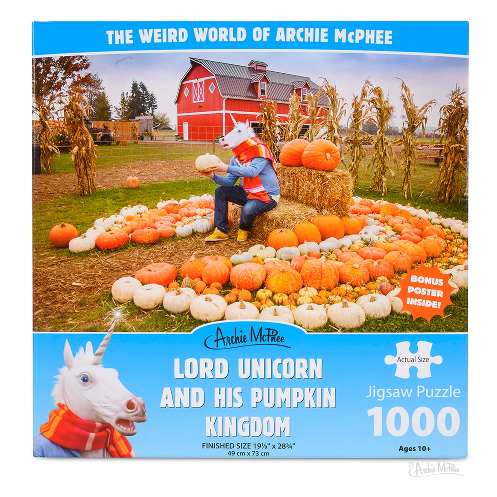 Archie McPhee Lord Unicorn And His Pumpkin Kingdom 1000 Piece Jigsaw Puzzle - Fantasy Art Puzzle for Adults & Teens - Perfect for Family Game Nights & Relaxation