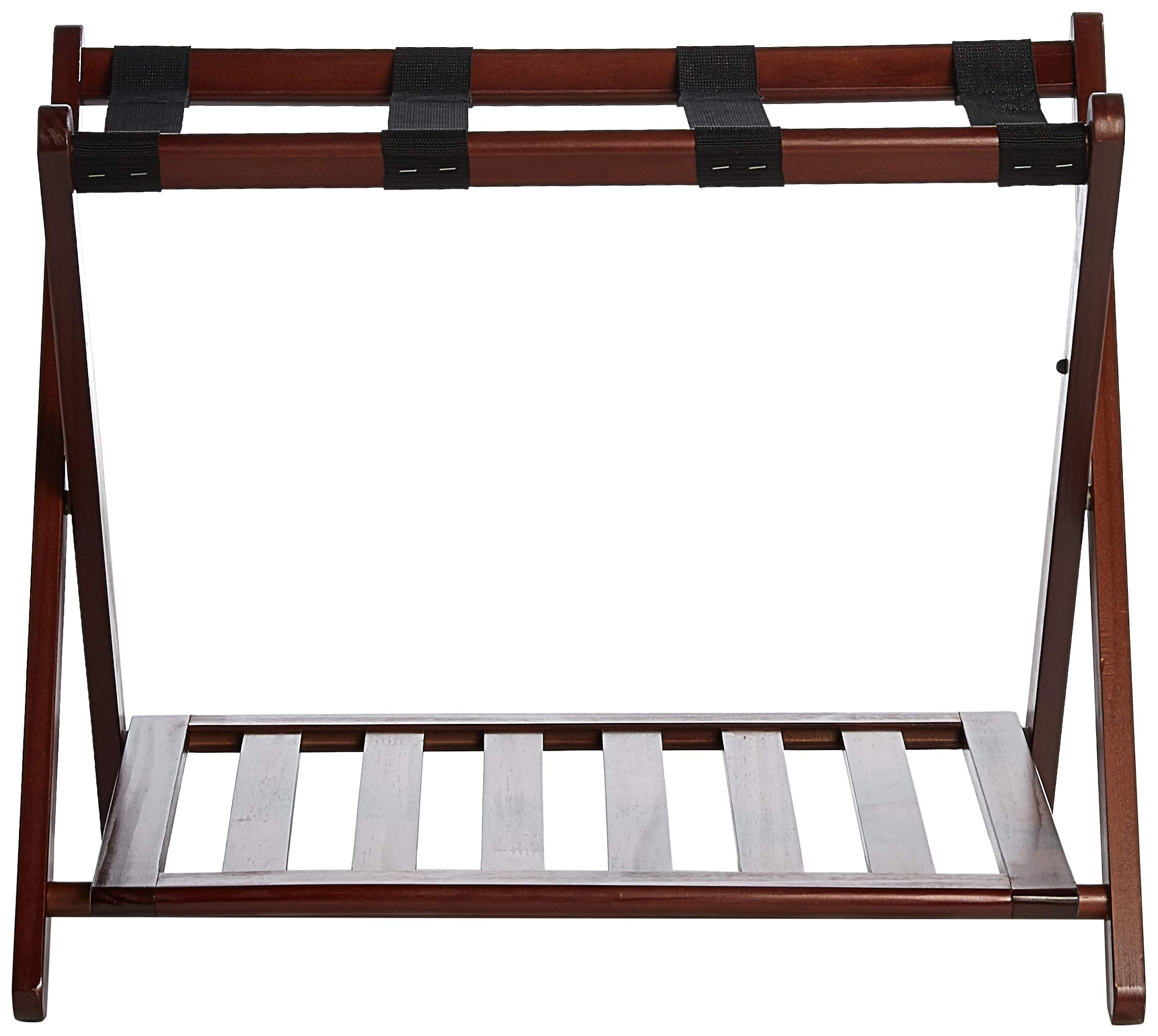 Sturdy Walnut Solid Wood Luggage Rack for Bedroom & Entryway - Space-Saving Travel Storage Organizer for Suitcases & Bags