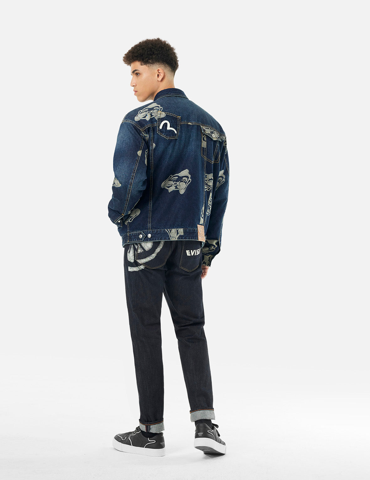 Vintage Deconstructed Denim Jacket with Allover Jacquard & Seagull Embroidery - Loose Fit Distressed Coat for Women | Perfect for Streetwear, Boho Fashion & Casual Outfits