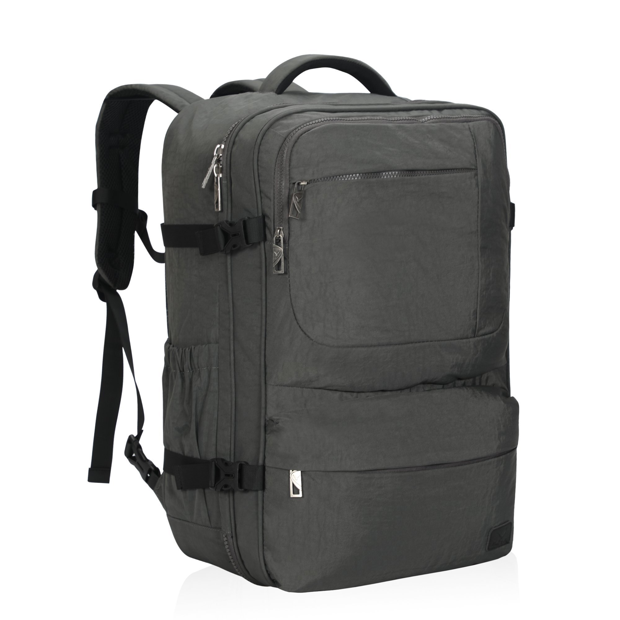 Hynes Eagle 44L Airline Approved Carry On Backpack for Men & Women - Large 17 Inch Laptop Travel Backpack, Durable Nylon Weekender Overnight Bag (Grey) - Perfect for Business Trips, College & Weekend Getaways